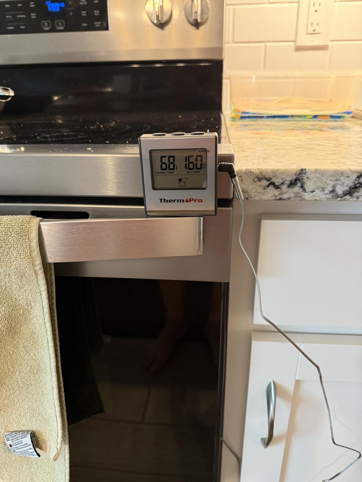 TempPro TempTrack Large LCD Digital Meat Thermometer for Cooking | Kitchen Food Thermometer With Clock Timer, Stainless Steel Temperature Probe for Oven Smoker BBQ Grill customer photo 1