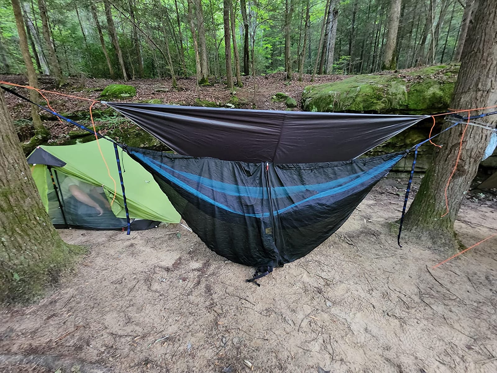 Wise Owl Outfitters Hammock for Camping Double Hammocks Gear for The Outdoors Backpacking Survival or Travel - Portable Lightweight Parachute Nylon DO Navy & Lt Blue customer photo 1