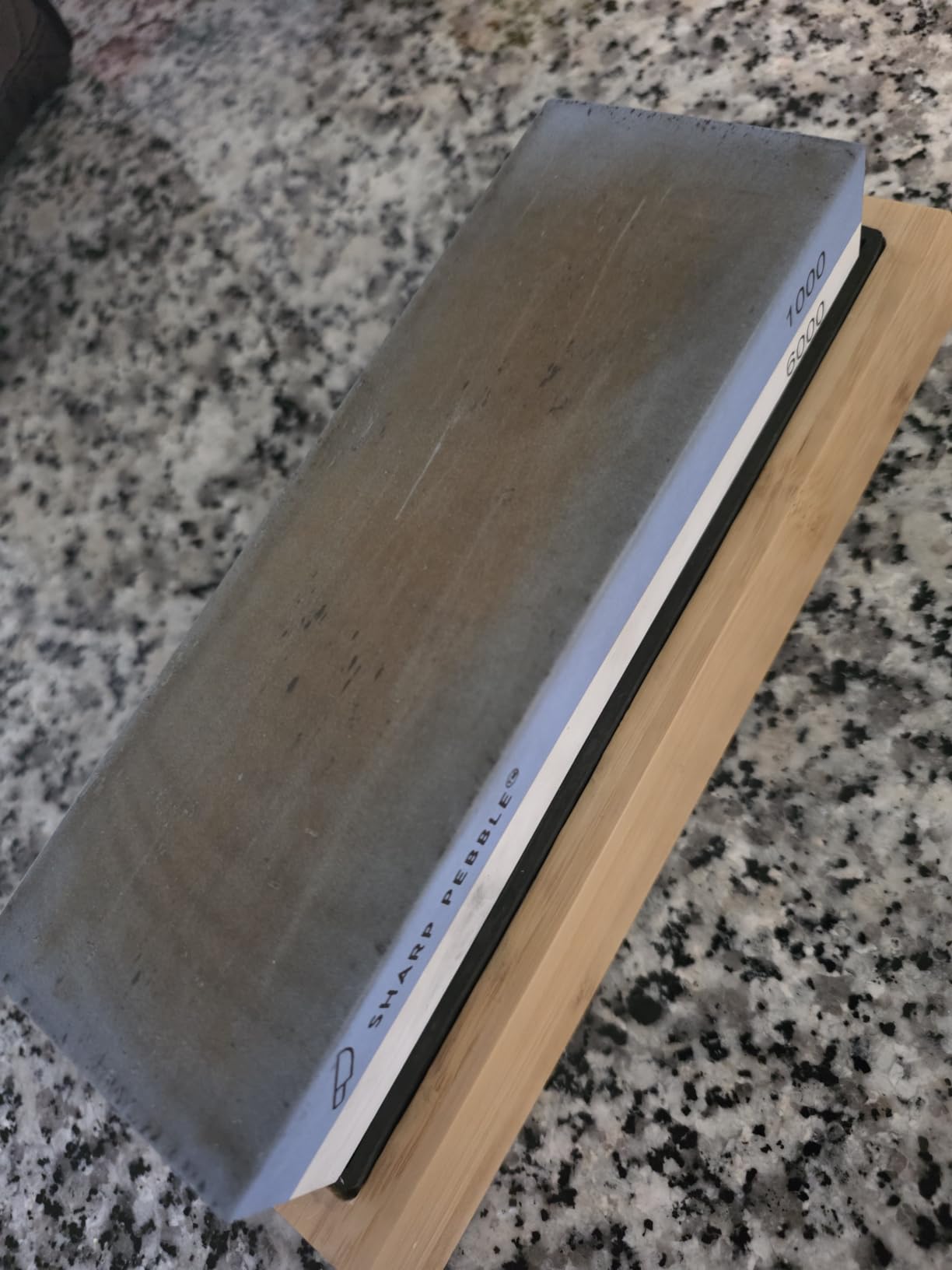 Sharp Pebble Whetstone Knife Sharpener - 1000/6000 Grit Sharpening Stone with Angle Guide, Non-Slip Bamboo Base customer photo 2
