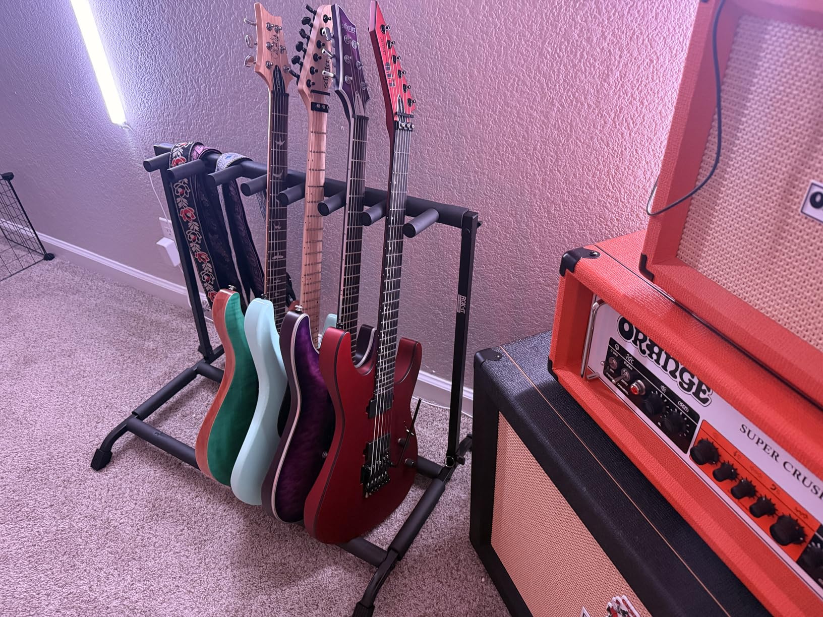 Gator Frameworks Rok-It Folding 5 Guitar Rack Stand (RI-GTR-RACK5) - Fits up to 5 Acoustic, Electric, or Bass Guitars with padded supports and a folding rack that travels and stores easily customer photo 1
