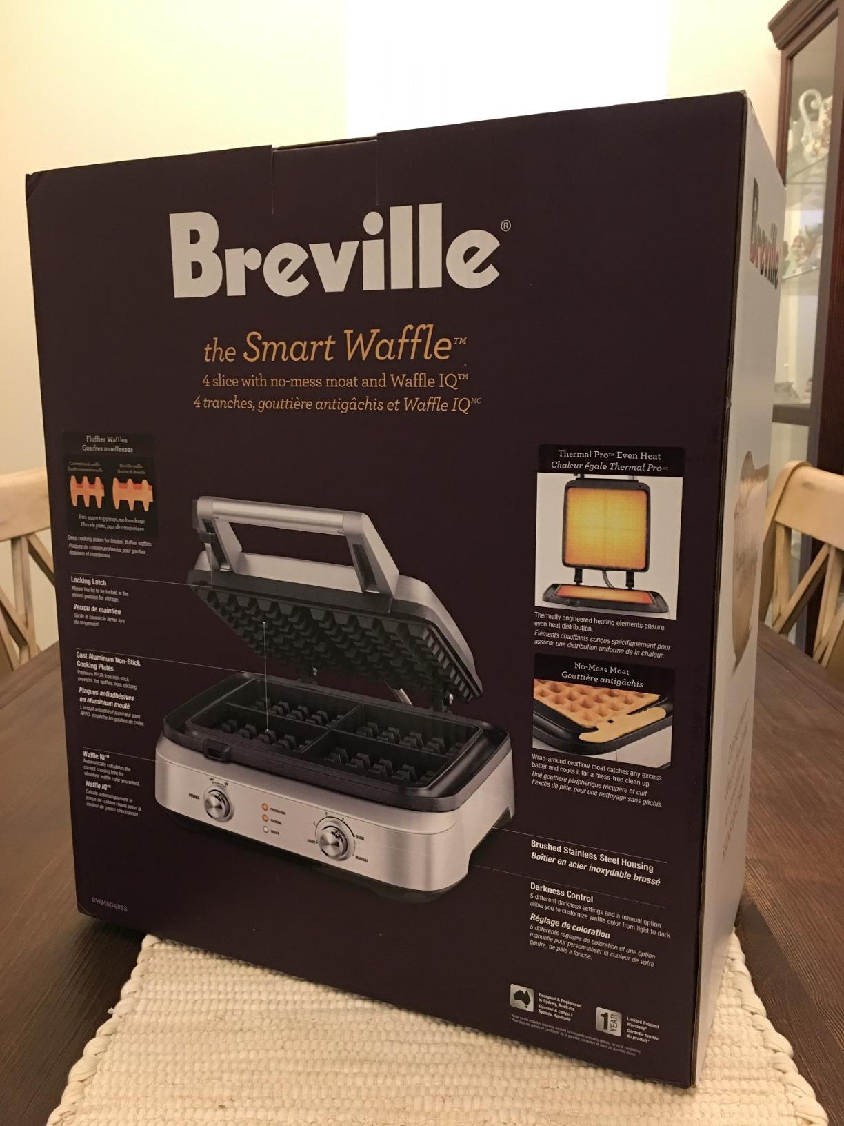 Breville BWM604BSS Smart Waffle Maker, 4 Slice, Brushed Stainless Steel | Cook fun, square waffles for your next family breakfast without the mess | 5 settings for browning control customer photo 1