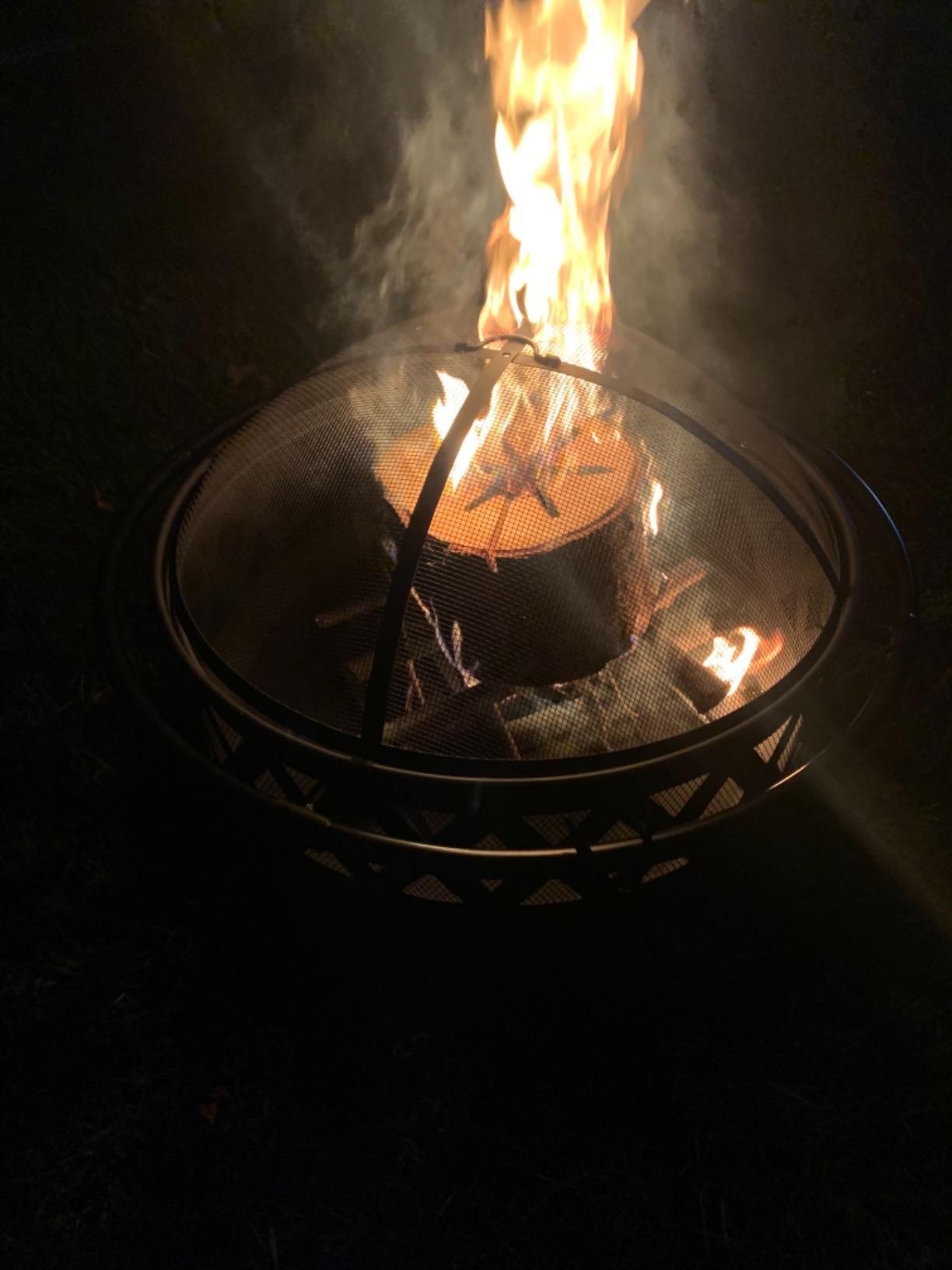 Sunnydaze Crossweave Large Outdoor Fire Pit, Wood Burning, Round, 36