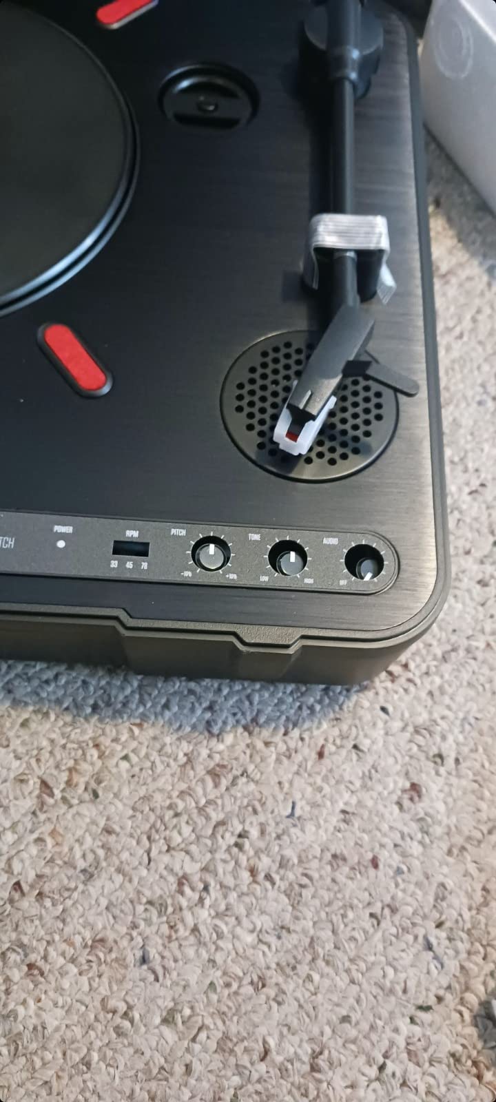 Numark PT01 Scratch Portable DJ Turntable | Scratch Switch, Built-In Speaker, 3-Speed Playback, USB Out, AC and Battery Power for Portablists customer photo 2