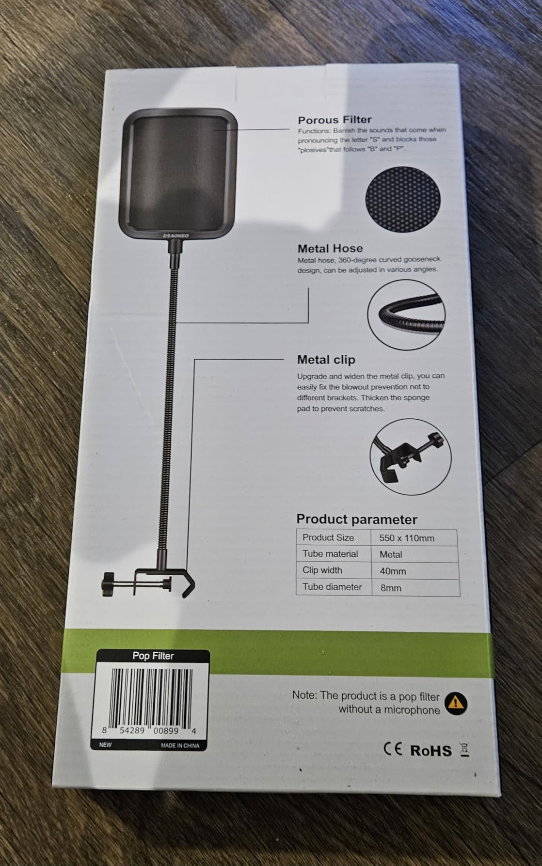 Aokeo Professional Microphone Pop Filter Mask Shield For Blue Yeti and Any Other Microphone, Mic Dual Layered Wind Pop Screen With Flexible 360° Gooseneck Clip Stabilizing Arm customer photo 1