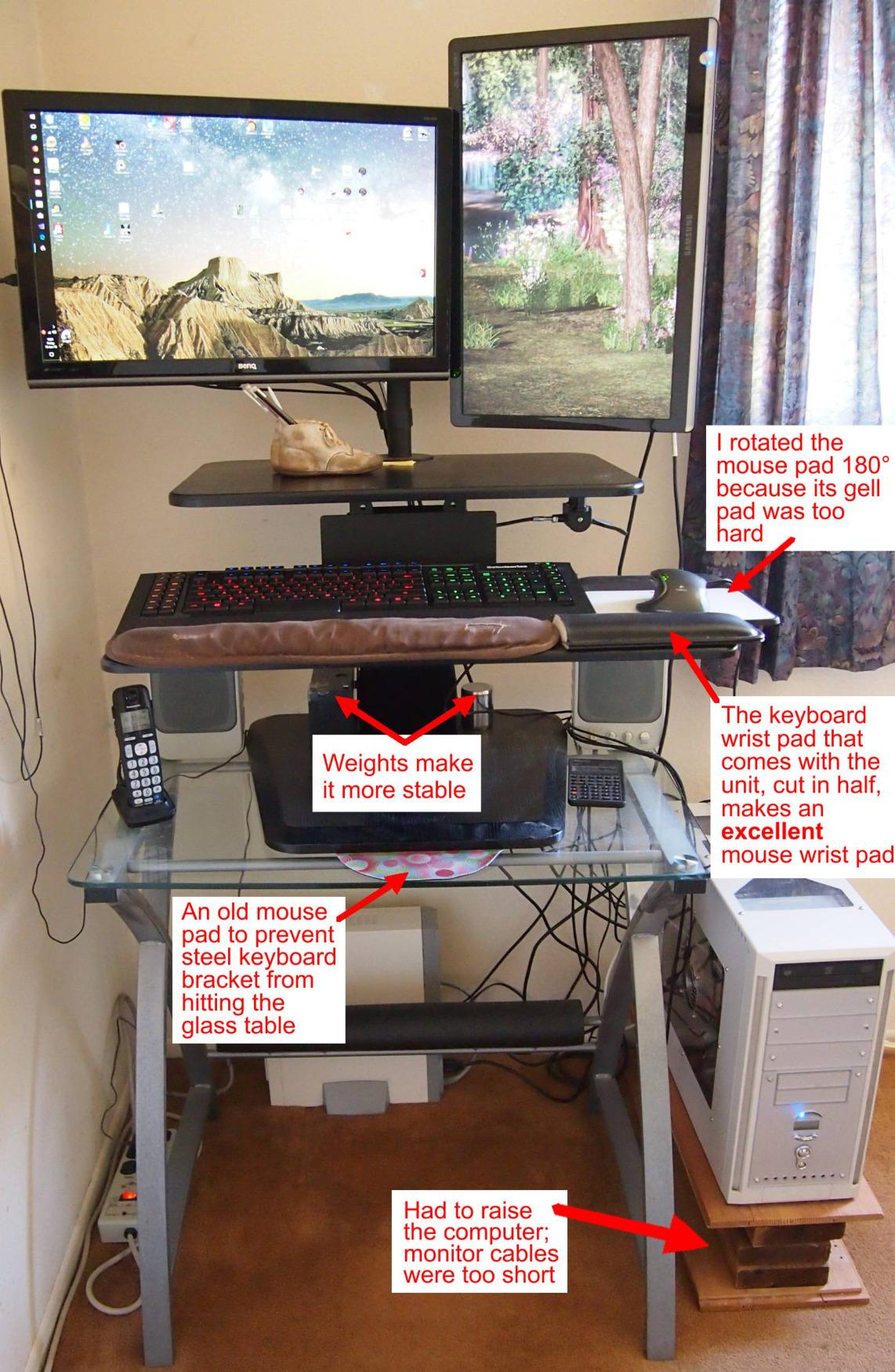 Mount-It! Standing Desk Converter, Stand Up Desk Riser with Dual Monitor Mount, Adjustable Workstation in Black, Top Platform 23