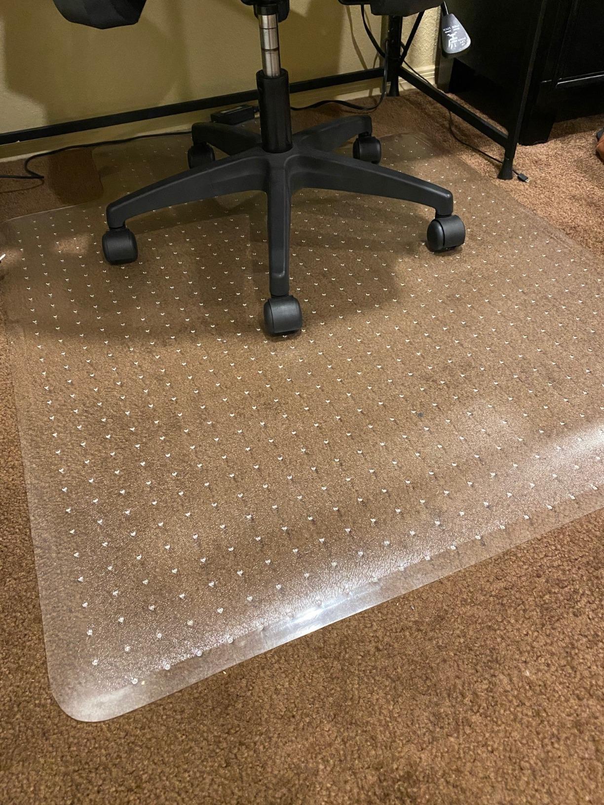 HON Office Chair Mat for Carpet, Clear Desk Mat with Extended Lip for Rolling Computer Chairs, Heavy Duty Vinyl Floor Protector for Low Pile Carpet, 36 x 48 in, Clear customer photo 1