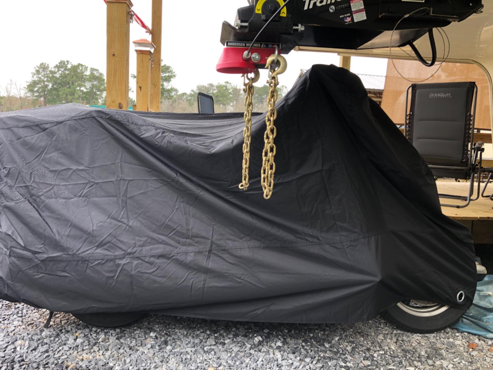 XYZCTEM New Generation Motorcycle Cover - All Weather Black XXXLX Large | Heavy Duty Waterproof Outdoor Protects Fits up to 116 inch for Harley Davidson, Honda, Suzuki, Yamaha and More customer photo 1