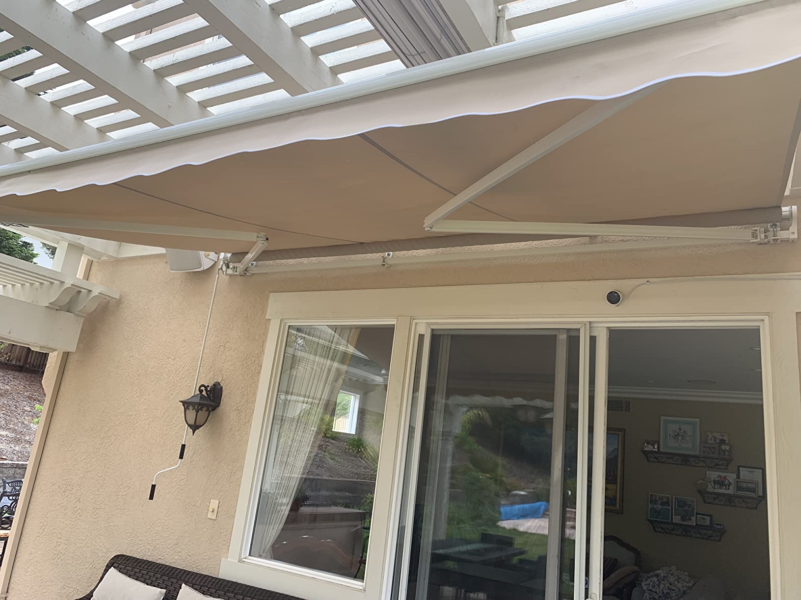 Diensweek 12'x10' Patio Awning Retractable, Fully Assembled Manual Commercial Grade - Quality 100% 280G Ployester Window Door Sunshade Shelter - Deck Canopy Balcony P100 Series (12'x10', Beige) customer photo 1