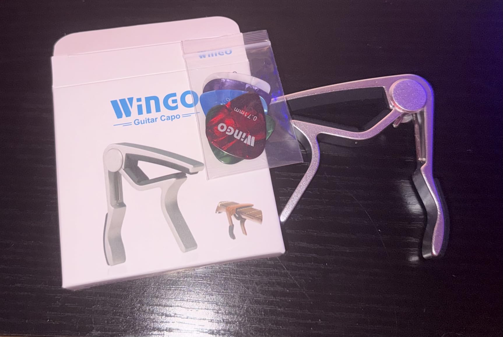 WINGO Guitar Capo for Acoustic Electric Guitars - Rosewood Color with 5 Picks customer photo 2