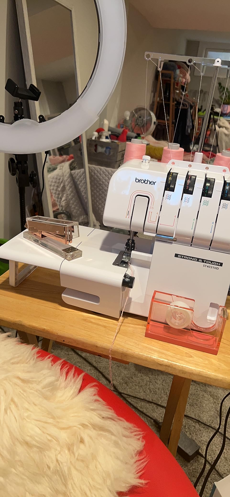 Brother ST4031HD Serger, Strong & Tough Serger, 1,300 Stitches Per Minute, Durable Metal Frame Overlock Machine, Large Extension Table, 3 Included Accessory Feet, White customer photo 1