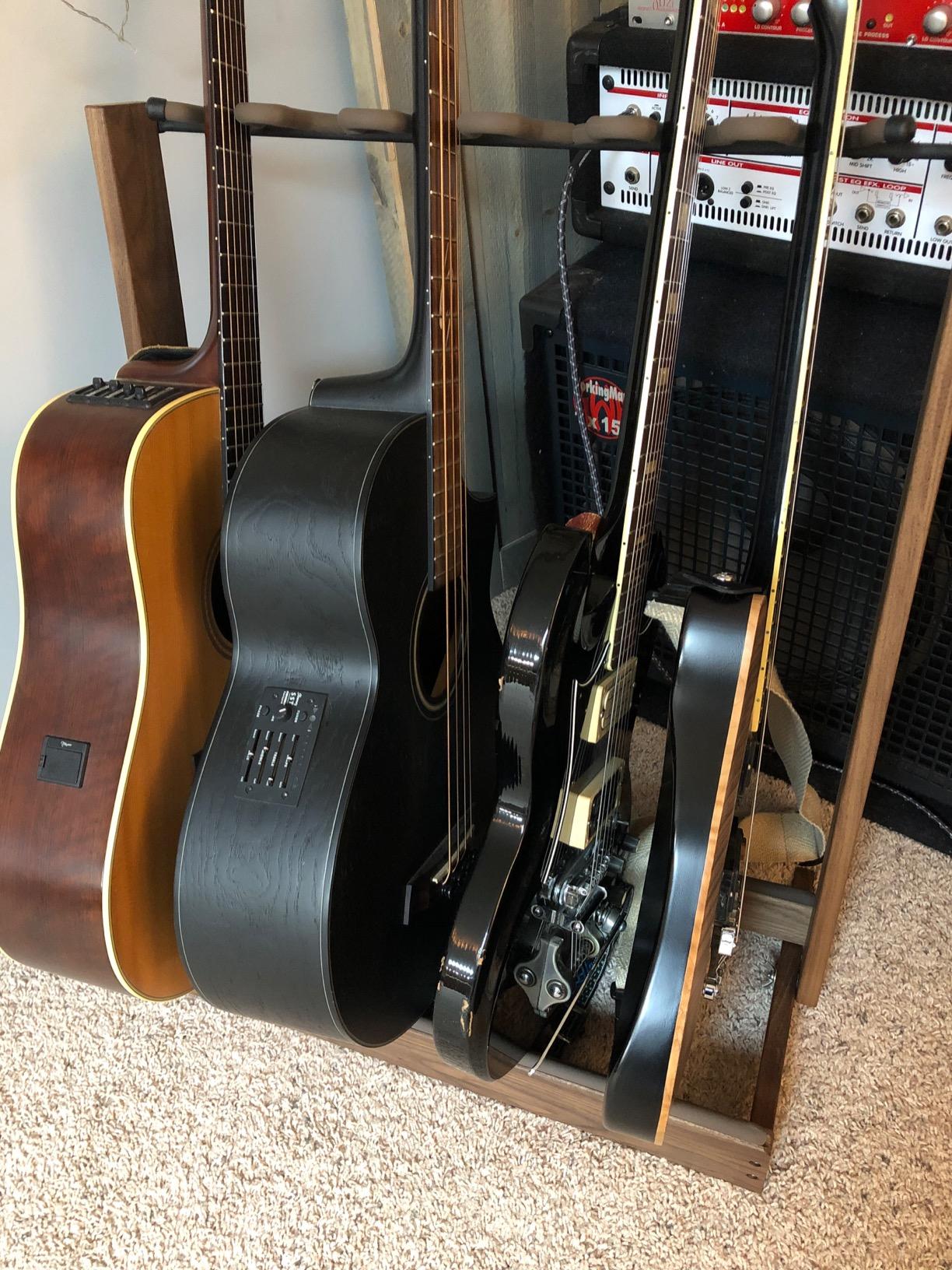 String Swing Guitar Stand, Multi Guitar Rack for Acoustic, Electric, Bass Guitars, Hand Welded Steel & Black Walnut Hardwood, Padded Guitar Holders, Guitar Stands Floor - USA Made customer photo 1