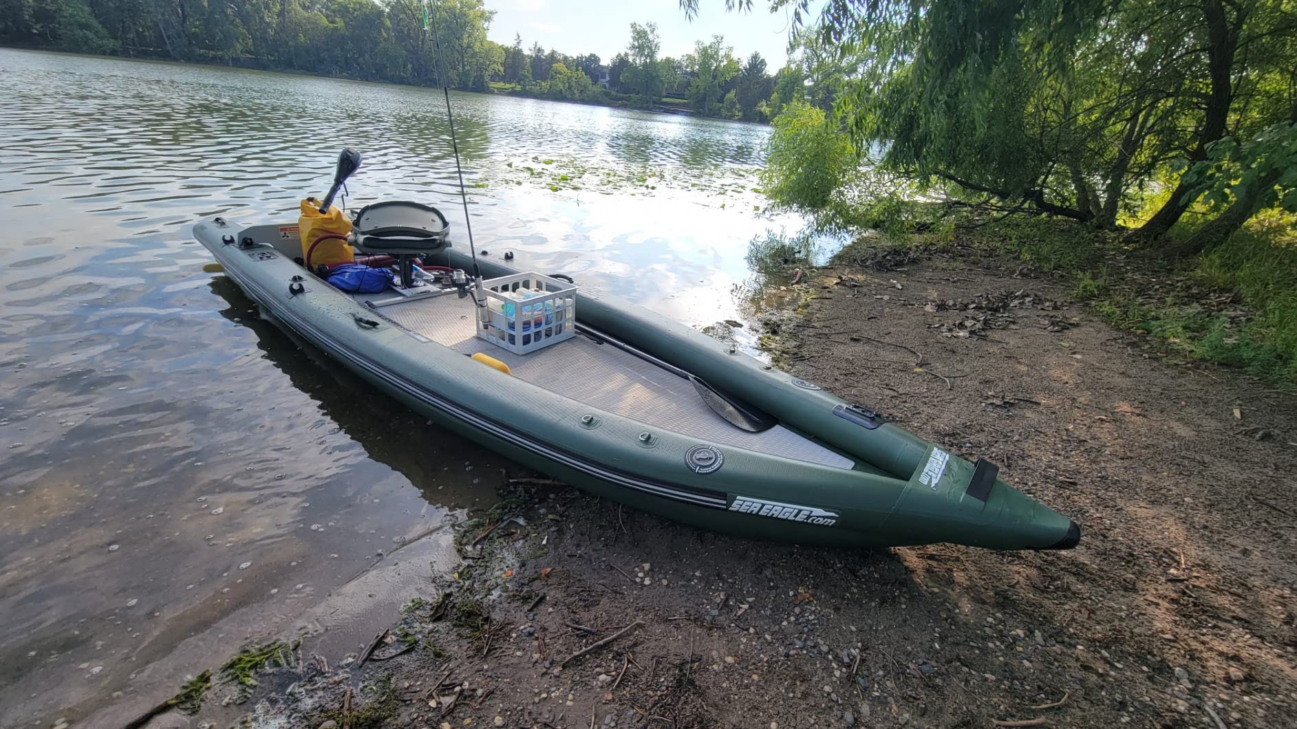 Sea Eagle FSK16 FishSkiff Inflatable 16', High Pressure, All-Drop-Stitch, 1-3 Person Frameless Fishing Boat w/Rigid 6