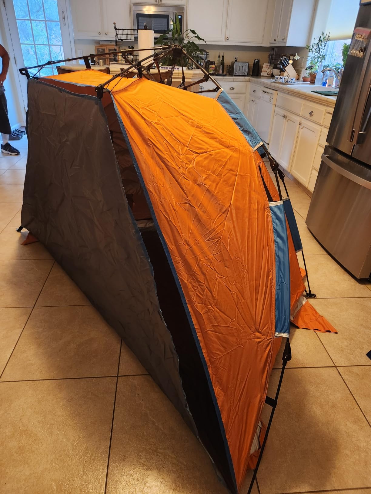 Oileus X-Large 4-Person UV Beach Tent with 6 Sand Pockets, Orange | Quick setup shade includes a carrying bag, stakes and weighted corners for windy days, fishing trips, hiking and camping. customer photo 1