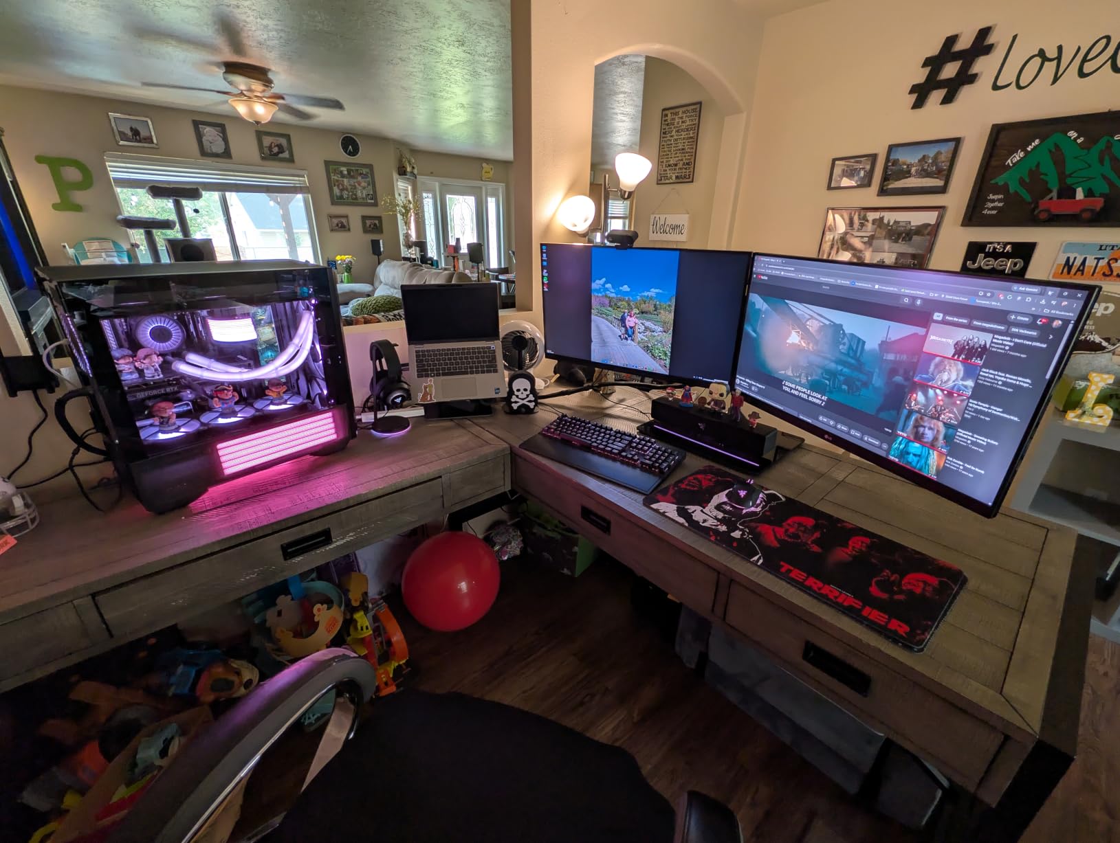 VIVO Freestanding Dual Monitor Stand with Sleek Glass Base and Adjustable Arms, Mounts 2 Screens up to 32 inch and 22 lbs Each, Black, STAND-V002FG customer photo 2