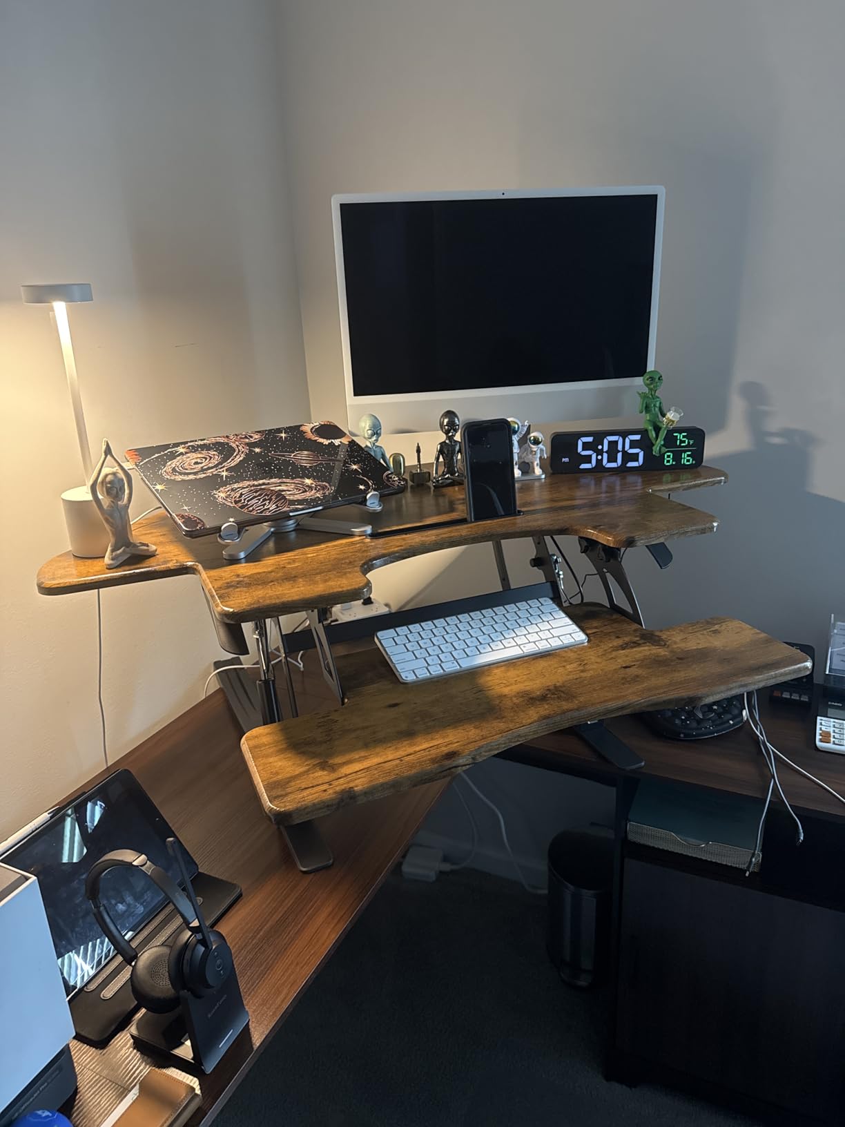 VIVO Black 43 inch Corner Desk Converter, DESK-V000VC | Large, Height Adjustable, Stand Up Desk Riser, Wide Keyboard Tray, Standing Dual Monitor and Laptop Workstation, V Series customer photo 1