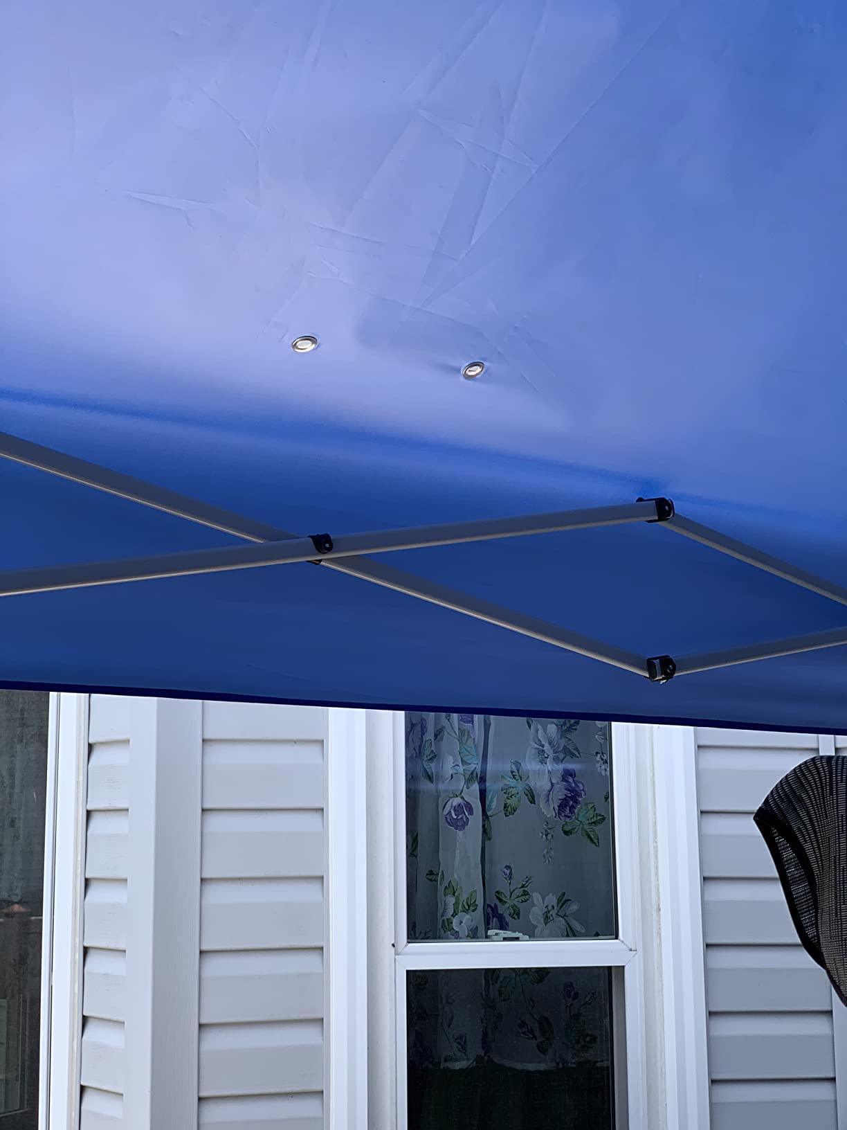 CROWN SHADES 10x10 Pop Up Canopy Tent with One Push Setup, Grid White | Patented CenterLok, Easy Outdoor Sun Shade for Events, Parties, Camping - Gazebo with STO-N-Go Cover Bag, Silver-Coated Top customer photo 2