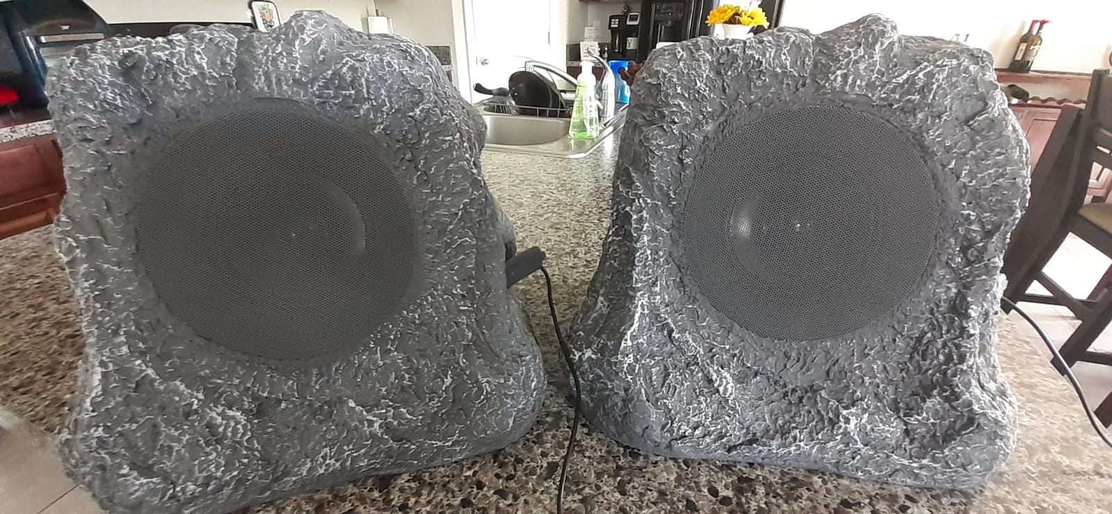 Victrola Outdoor Rock Speaker (Pair) - IPX4 Rechargeable Outdoor Bluetooth Speakers for Garden, Patio, Built for All Seasons, Wireless Music Streaming (Charcoal) customer photo 1