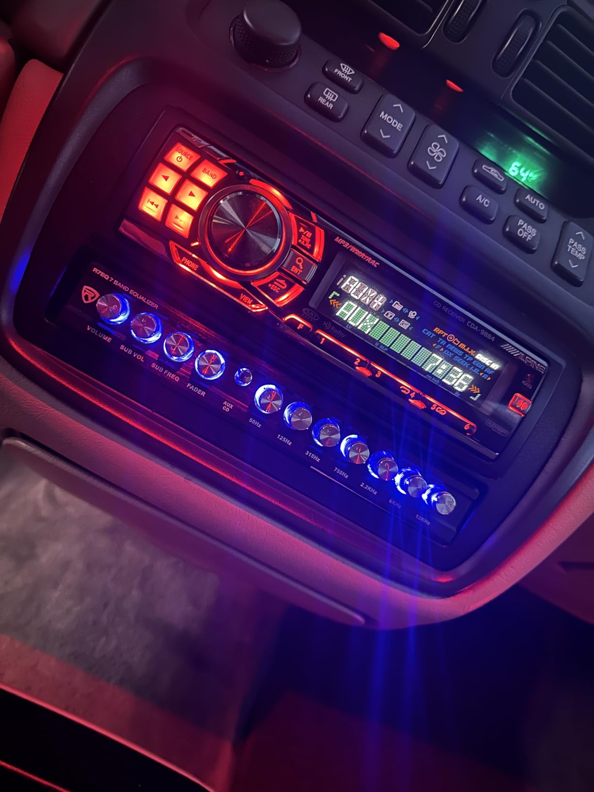 Rockville R7EQ 1/2 Din 7 Band Car Audio Equalizer, Front/Rear/Sub Output | 7V Line Driver, Aux Input, Built-in Crossover, Metal Chassis, Blue LED Knobs, Sub Frequency Control, Fader, Mounting Bracket customer photo 1