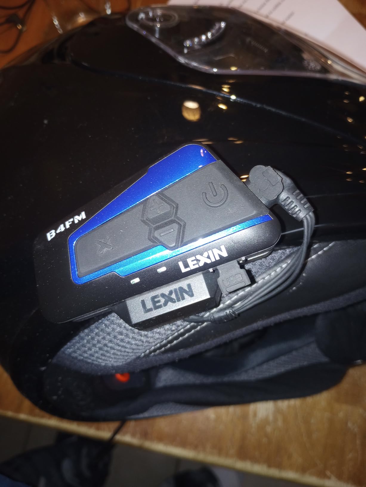 LEXIN B4FM Motorcycle Bluetooth Headset, 10 Riders Helmet Bluetooth Intercom, Universal IP67 Communication Systems with Music Sharing, Noise Cancellation, FM Radio, Fit for Snowmobile, 2 Pack customer photo 2