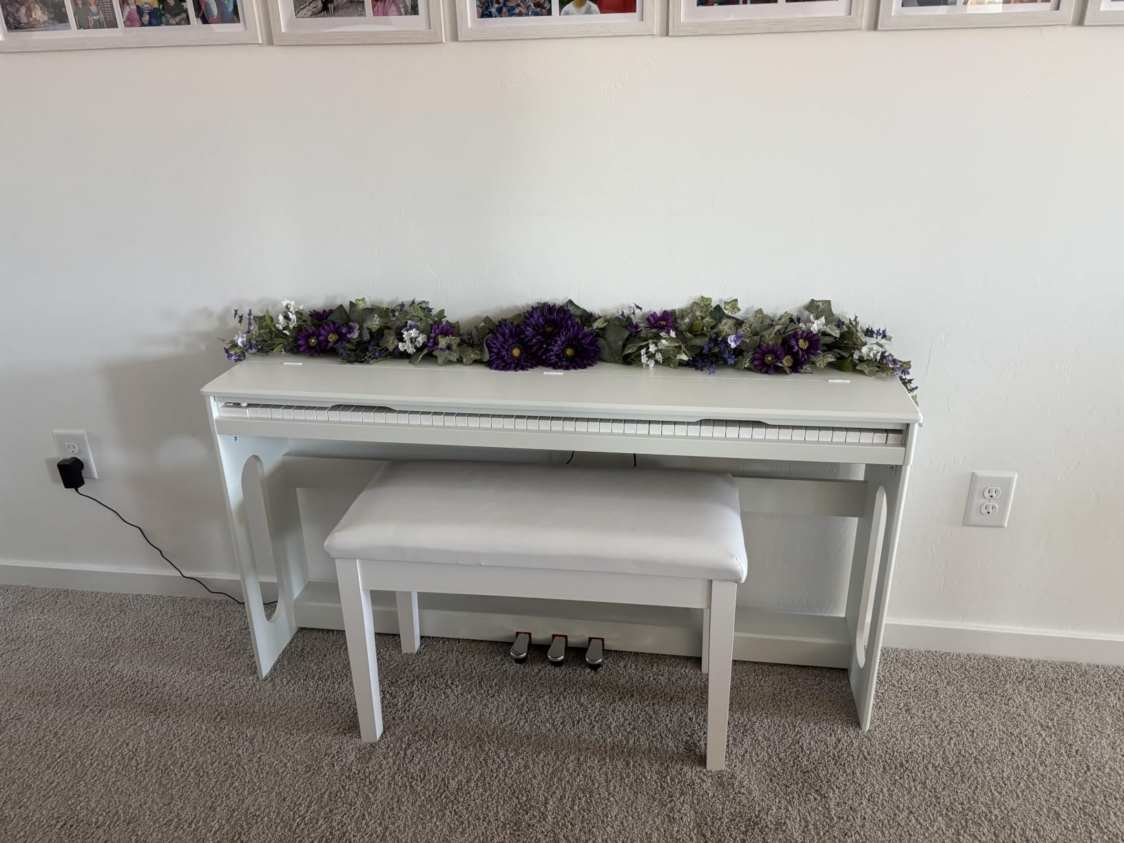 Bonnlo Piano Bench Adjustable with Storage Faux Leather Wooden Seat customer photo 2