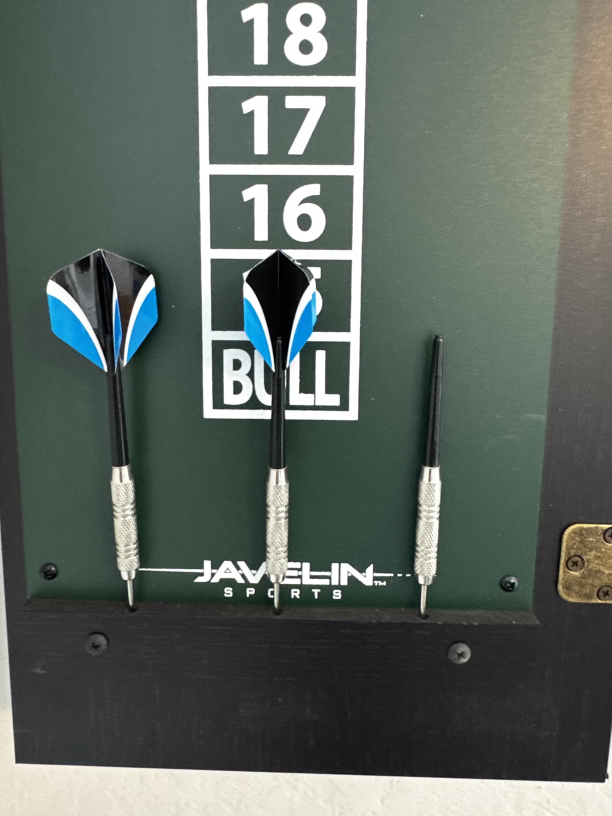 EastPoint Belmont Dart Board Cabinet, 6 Steel Tip Darts, Game Room Decor customer photo 2
