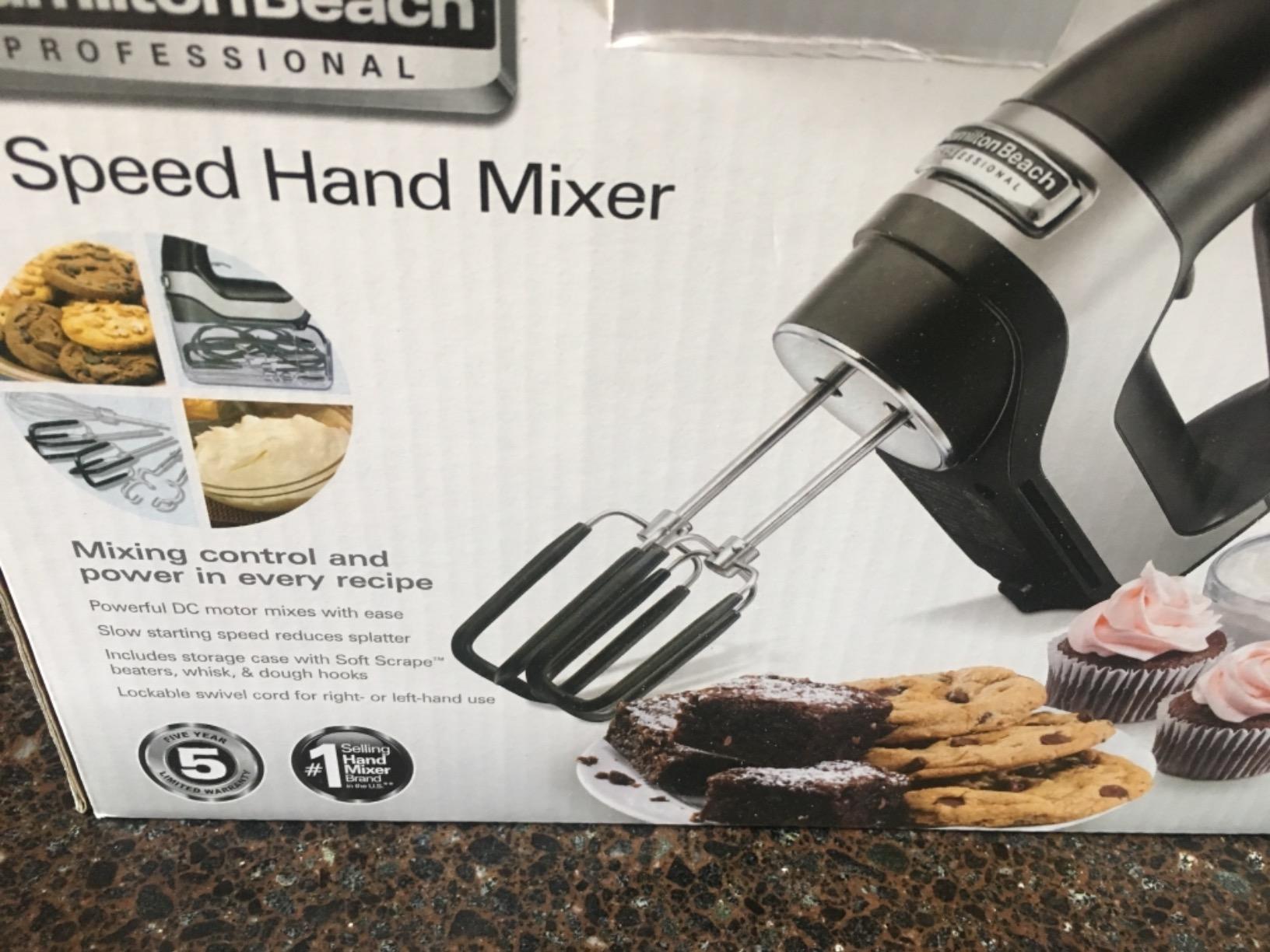 Hamilton Beach Professional 7-Speed Digital Electric Hand Mixer with High-Performance DC Motor, Slow Start, Snap-On Storage Case, SoftScrape Beaters, Whisk, Dough Hooks, White (62656) customer photo 1