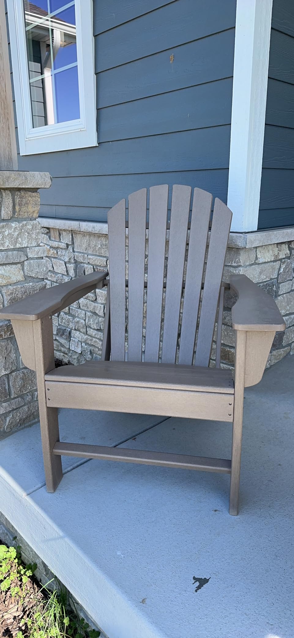 1-Piece HDPE Outdoor Adirondack Chair, Driftwood | Durable weather resistant HDPE, 36-pound stationary frame, Comfortable 16.25-inch elevated seat, Sundown Treasure Series customer photo 1