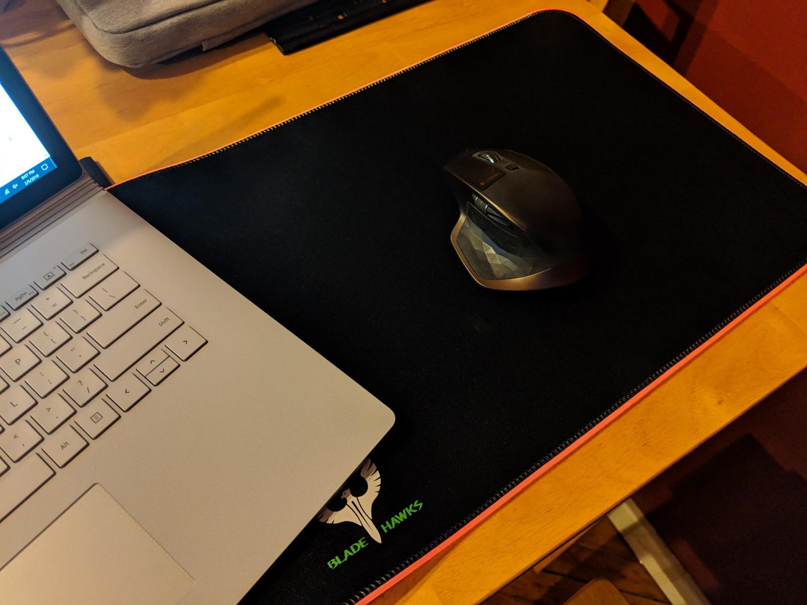 BladeHawks RGB Gaming Mouse Pad Extra Large Extended 31.5x12 Inch-Black | LED mouse pad with 14 lighting modes, covers keyboard & mouse, anti-slip rubber base, waterproof surface, USB powered customer photo 1