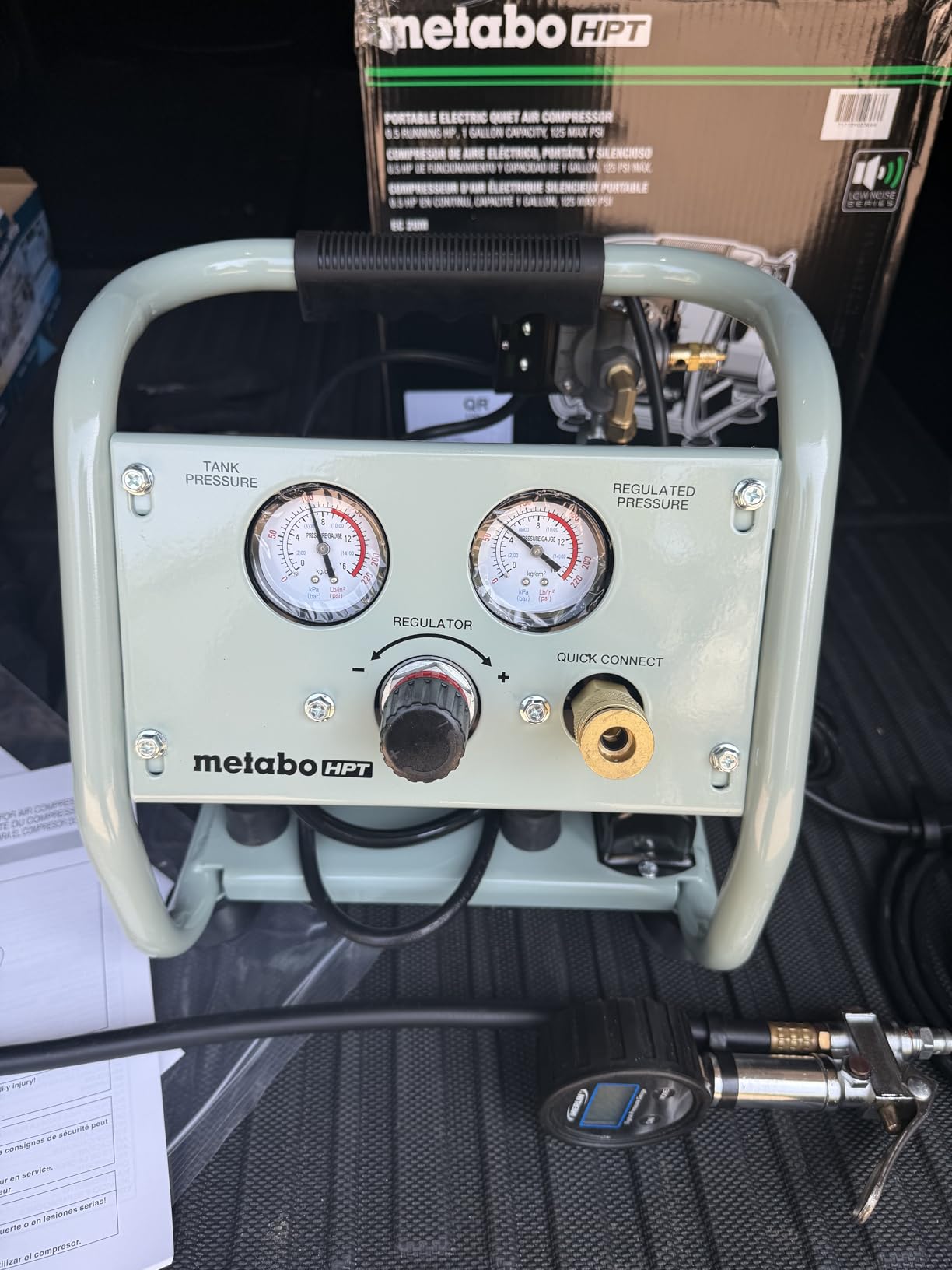 Metabo HPT Quiet Air Compressor, Portable 1 Gallon Oil-Free Air Compressor, Ultra-Quiet Operation at 59 dB, Universal Quick Coupler for Fast Tool Changes, Compact and Lightweight, EC28M customer photo 2