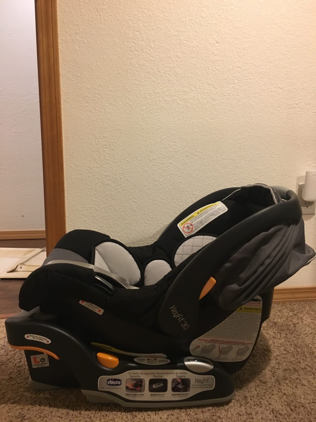 Chicco KeyFit Infant Car Seat and Base, Rear-Facing, 4-30 lbs, Encore color, newborn insert included, 5-point harness, stroller compatible, washable seat pad customer photo 1