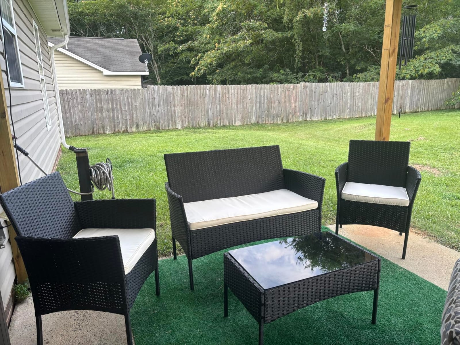 FDW | 4-Piece Patio Furniture Set | Black | Outdoor Wicker Furniture with Coffee Table | Modern Rattan Chairs Conversation Set | Outdoor Seating | Weather-Resistant | for Porch, Garden, Lawn customer photo 1