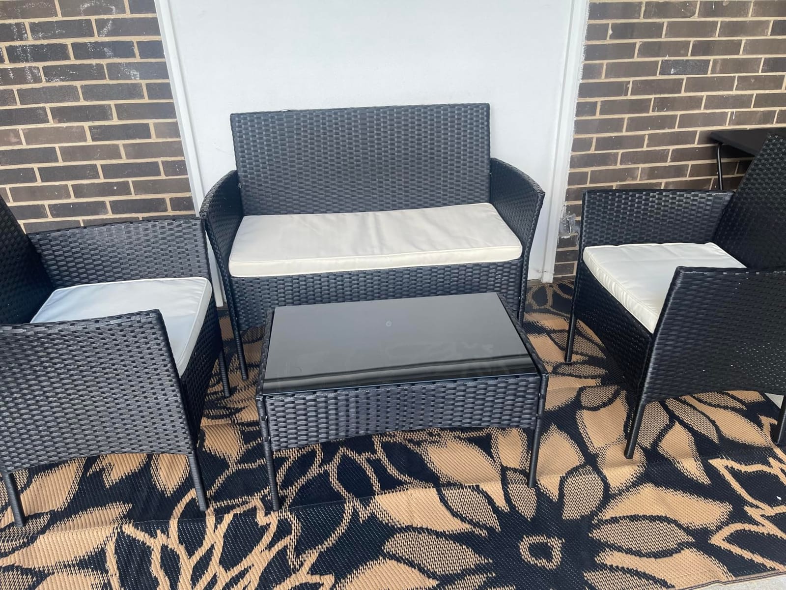 FDW | 4-Piece Patio Furniture Set | Black | Outdoor Wicker Furniture with Coffee Table | Modern Rattan Chairs Conversation Set | Outdoor Seating | Weather-Resistant | for Porch, Garden, Lawn customer photo 2
