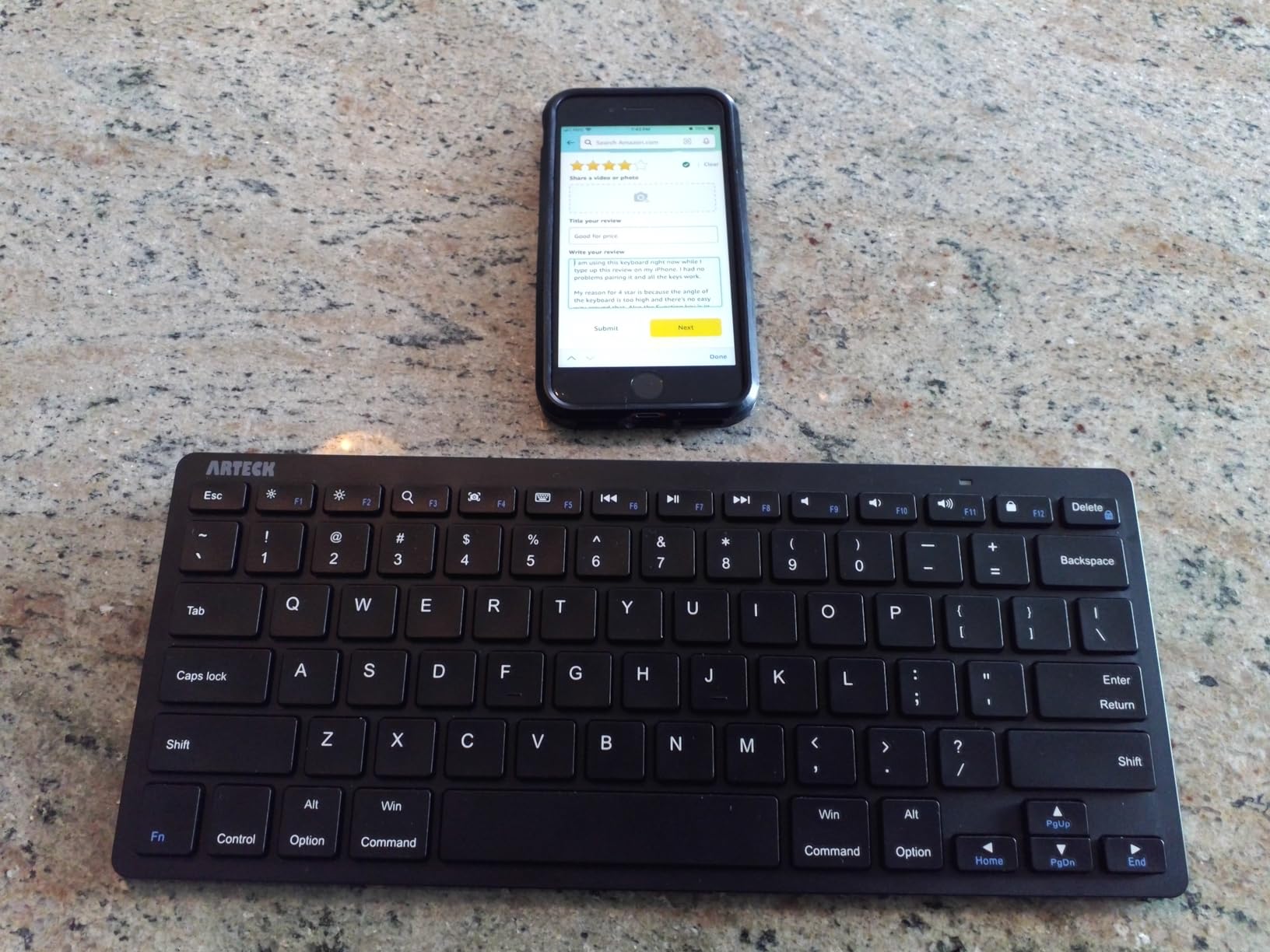 Arteck Ultra-Slim Bluetooth Keyboard Compatible with iPad 10.2-inch/iPad Air/iPad 9.7-inch/iPad Pro/iPad mini, iPhone and Other Bluetooth Enabled Devices Including iOS, Android, Windows, Black customer photo 1