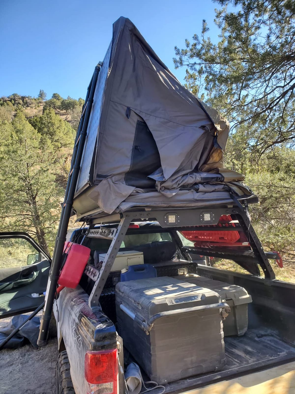 Overland Vehicle Systems HD Nomadic 3 Extended Soft Shell Roof Top Tent - Dark Gray Base with Green Rain Fly & Black 1000G PVC Travel Cover - Black Aluminum Base customer photo 2