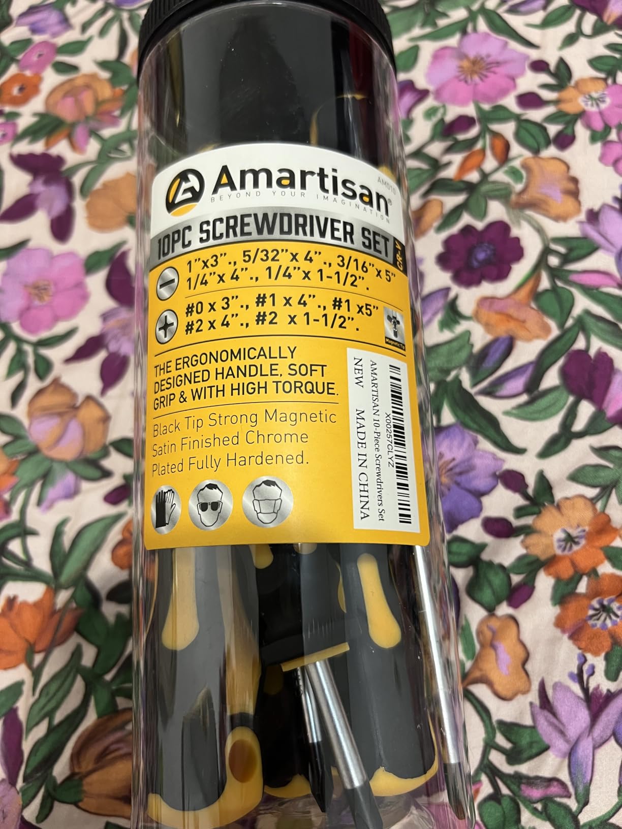 Amartisan 10-Piece Magnetic Screwdrivers Set, 5 Phillips and 5 Slotted Tips Professional Cushion Grip Screwdriver Set with 2pcs Portable Multifunction Key Mini Screwdriver (Yellow) customer photo 2