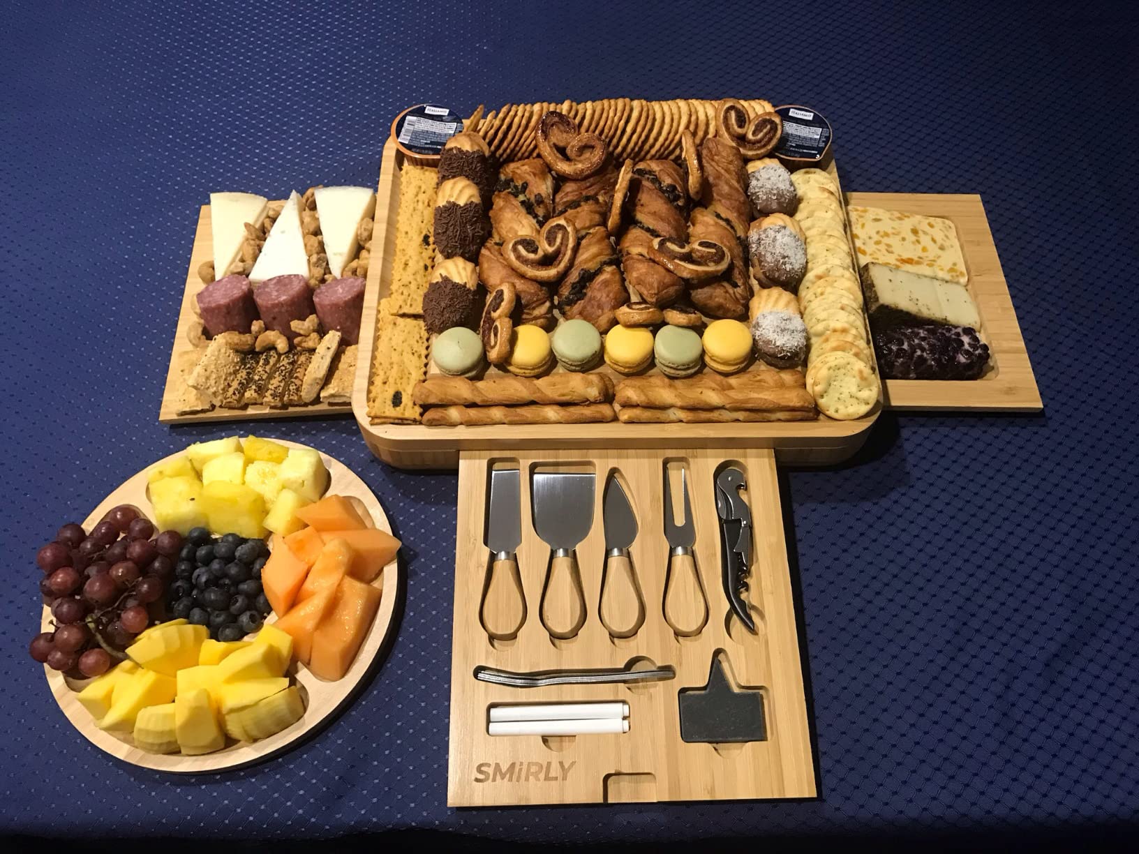 SMIRLY Large Bamboo Charcuterie Board Set, 3-Drawer customer photo 1