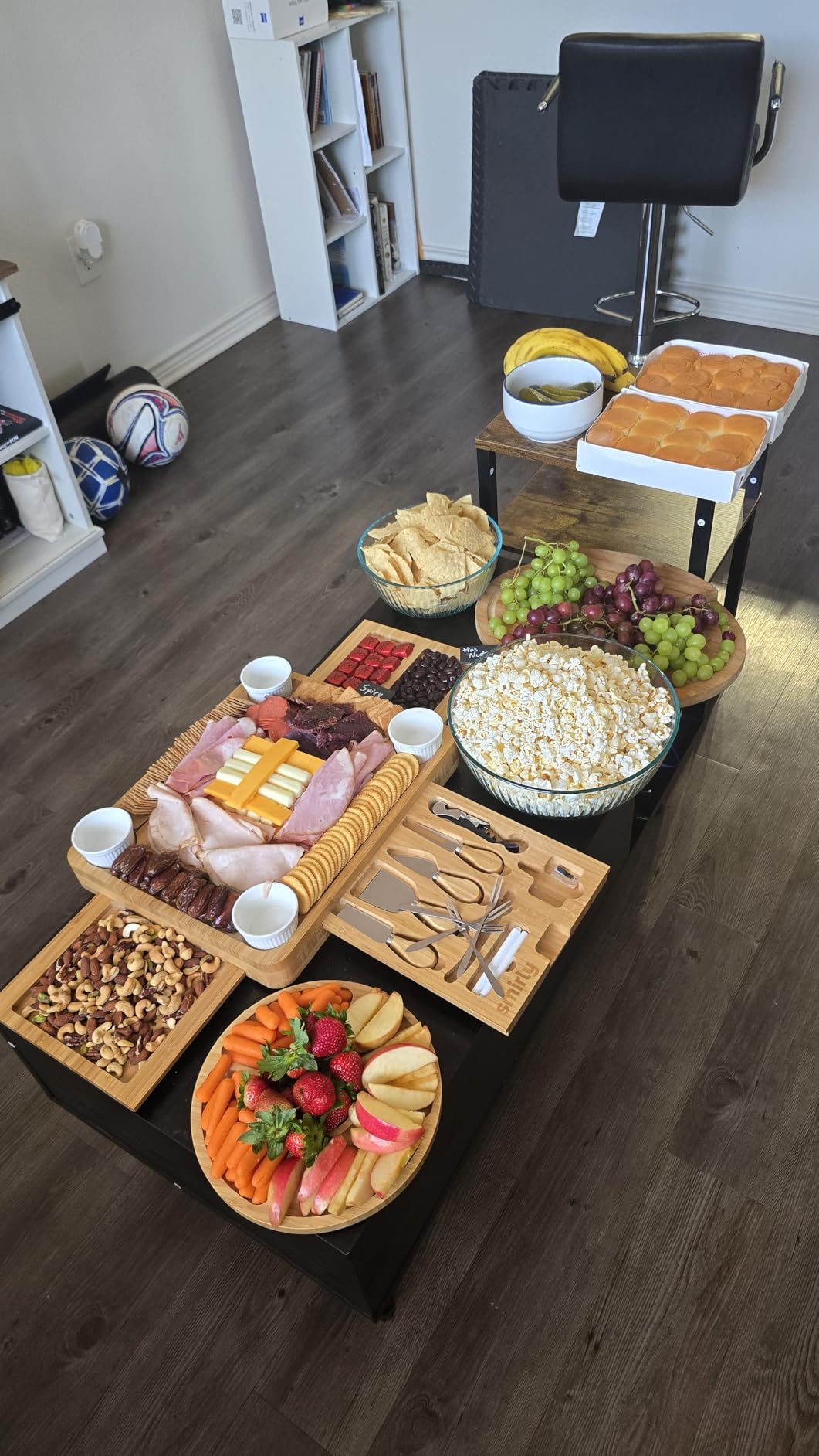 SMIRLY Large Bamboo Charcuterie Board Set, 3-Drawer customer photo 2