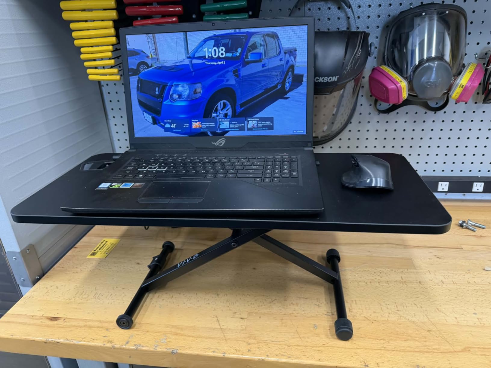 VIVO Black 28 in Single Top Standing Desk Converter, DESK-V011F | Small, Tabletop Sit to Stand Laptop Riser with Scissor Lift Height Adjustment, No Assembly Required customer photo 1