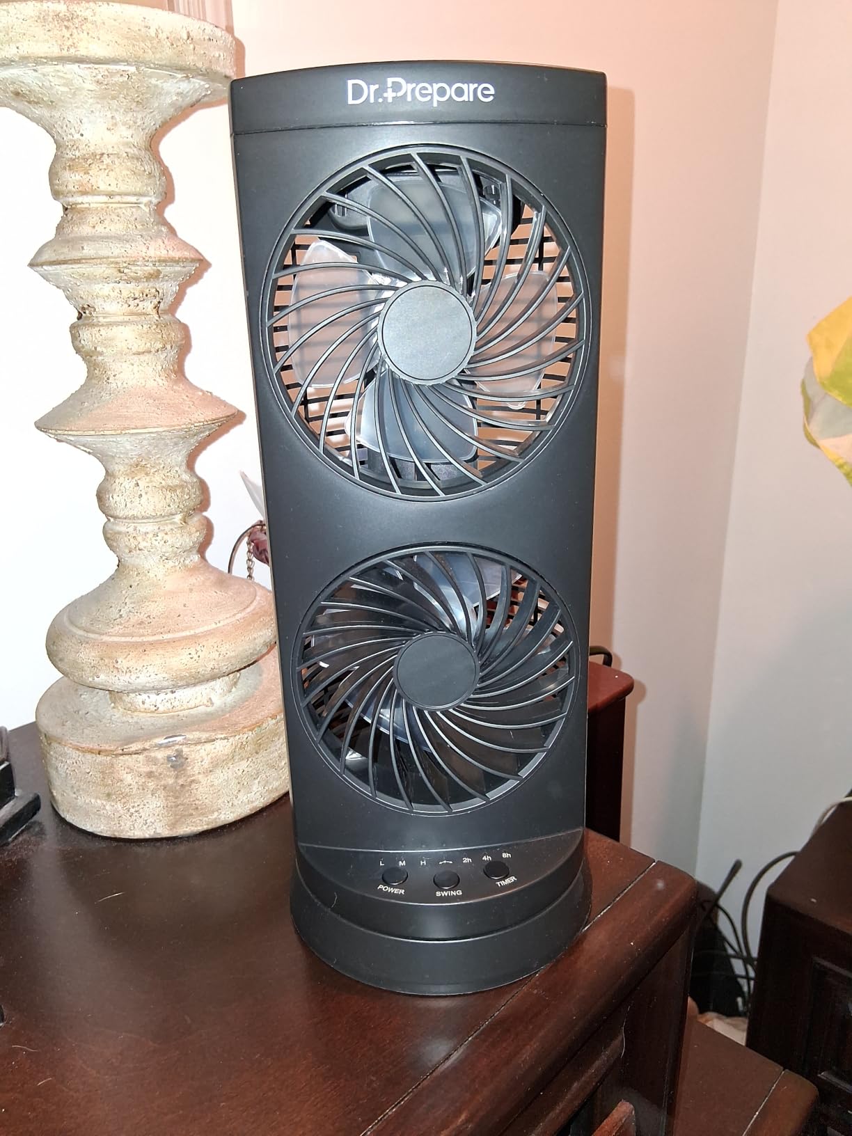 Dr. Prepare Tower Fan Oscillating Fan, Portable Desk Fan with 3-Speed Options, Dual Air Circulation, 110 Degree Oscillation, 3 Timers, Personal Quiet Table Fan for Home Office Desktop Bedroom, 13 inch customer photo 1