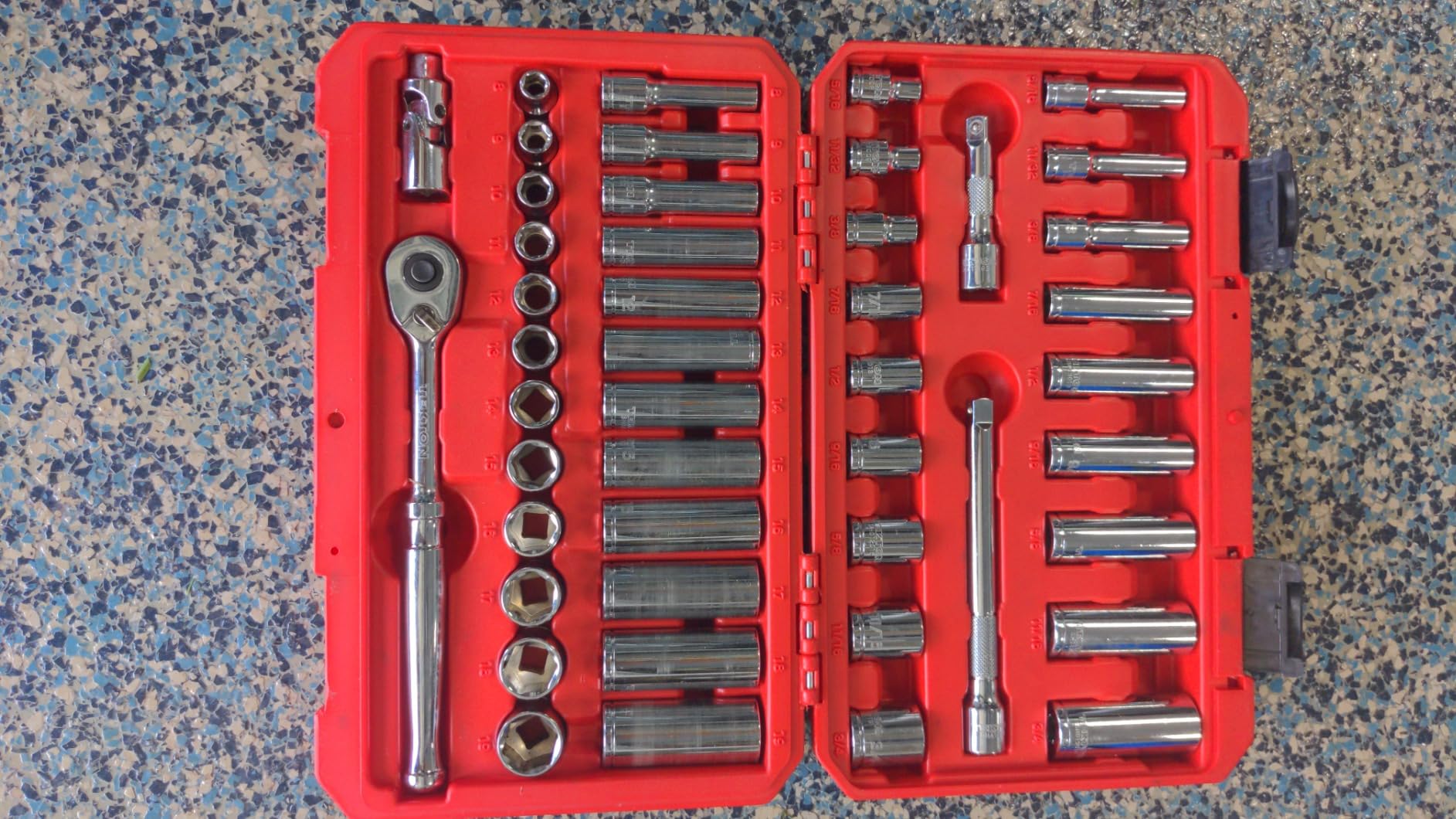 TEKTON 3/8 Inch Drive 6-Point Socket and Ratchet Set, 73-Piece (1/4-1 in., 6-24 mm), Shallow and Deep, Case (SKT15311) customer photo 1