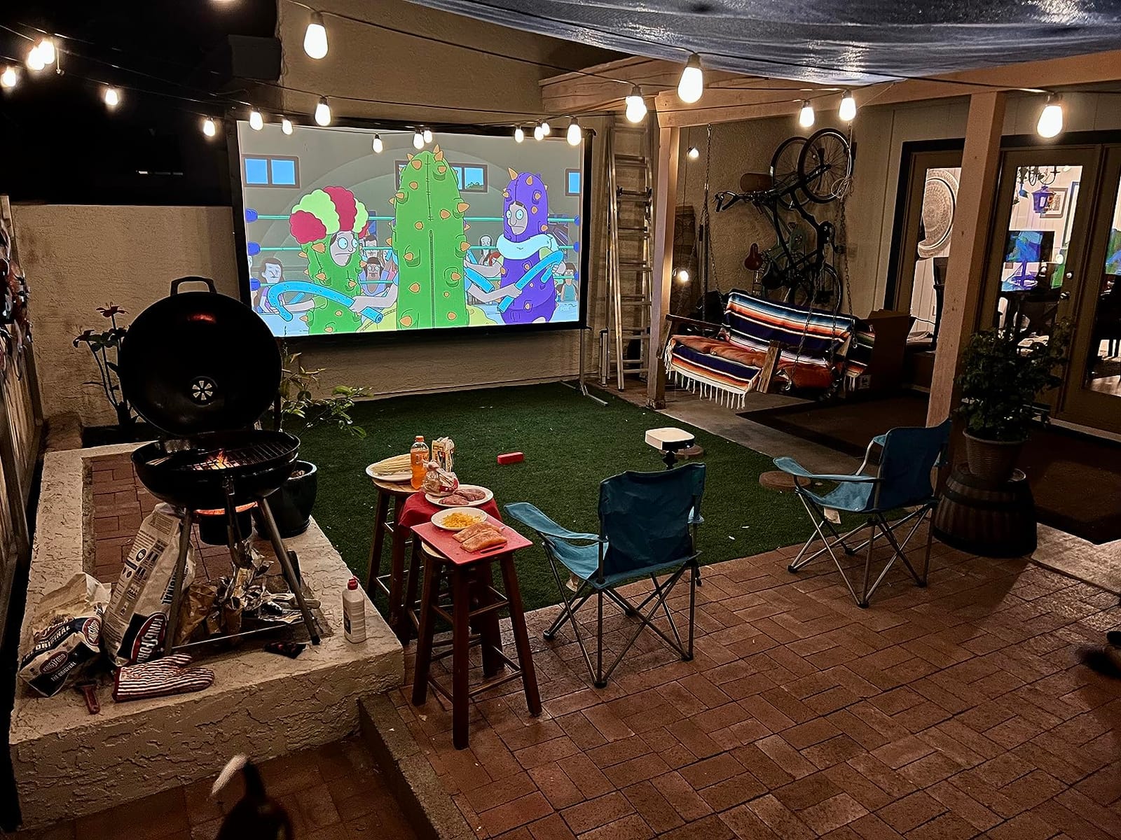 Projector Screen 120 inch, Outdoor Projector Screen with 3-Layers PVC | Polyester-Free Anti-Light 4K HD Screen, Sturdy Aluminum Frame, Easy Setup, Perfect for Poolside, Backyard, and Party Nights customer photo 2