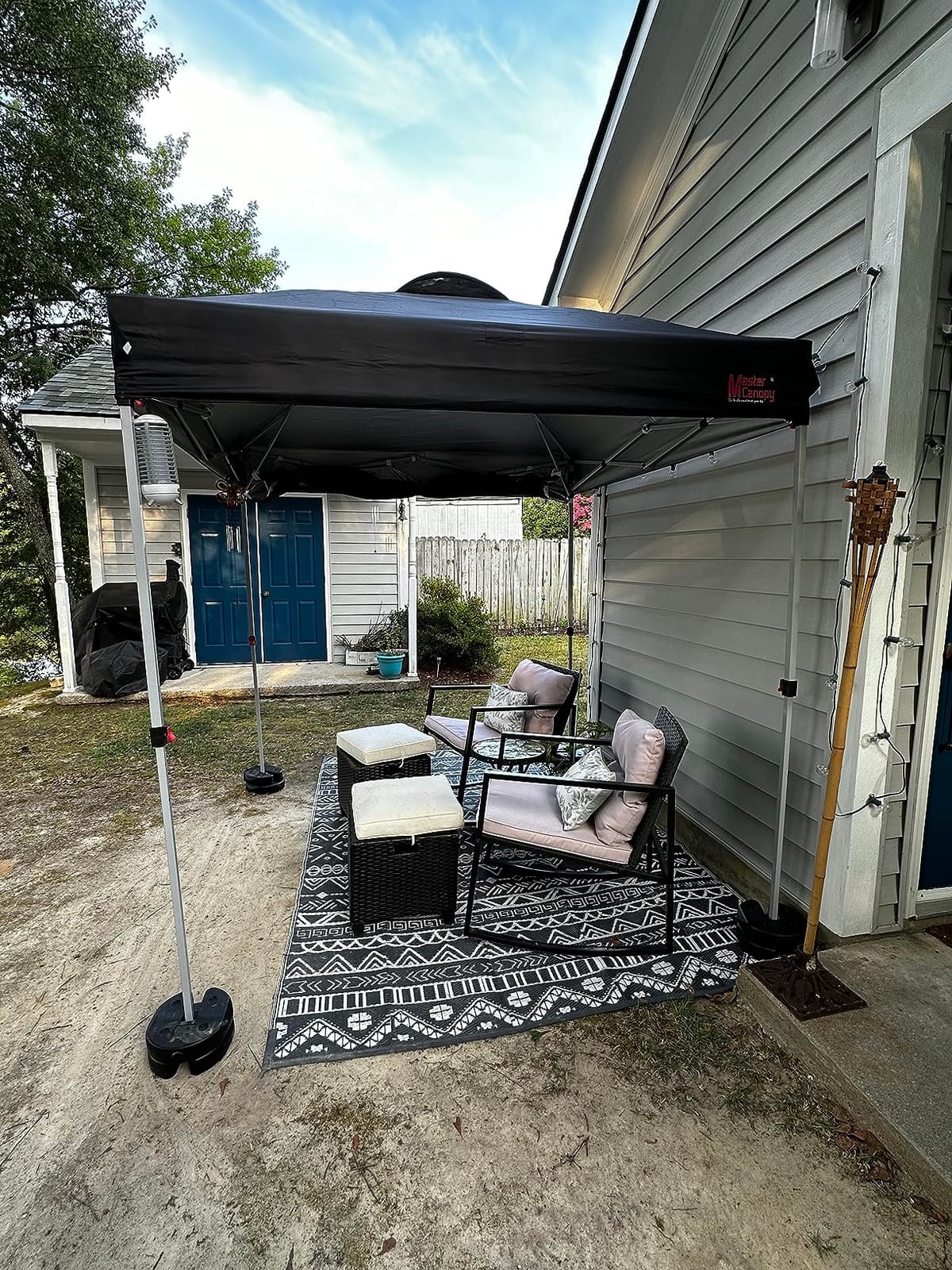 MASTERCANOPY 10x10 Durable Pop Up Canopy Tent with 1 Sidewall, Black | One Person Setup, Outdoor Portable Canopy Instant Shelter, Silver Coated Top, Sun Shade, Roller Bag, Beach/Camping/Market customer photo 2
