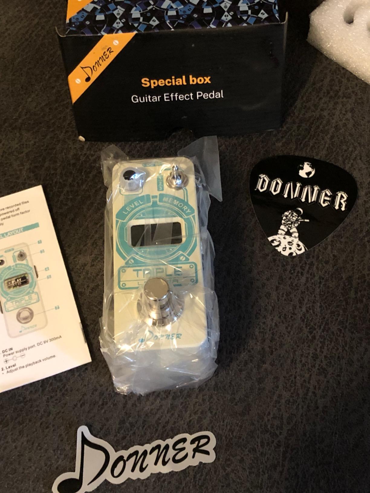 Donner Triple Looper Guitar Pedal, 3 Loops 90 mins Looping Time Loop Pedal with Screen Unlimited Overdubs Undo/Redo for Electric Guitar Bass, True Bypass customer photo 2
