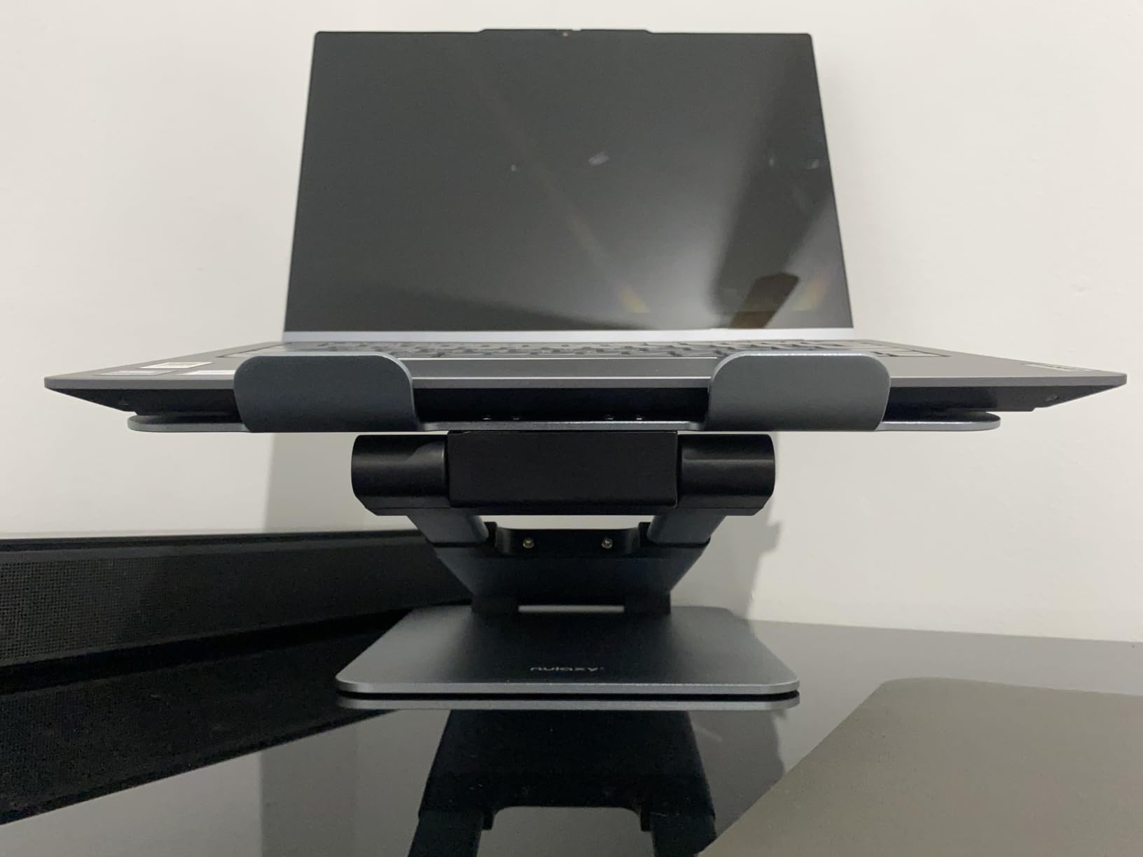 Nulaxy Height Adjustable Laptop Stand for Desk, Dual Foldable Aluminum Computer Riser, Pull Out Design Ergonomic Sit to Notebook Holder Convertor, Compatible with All 10-17