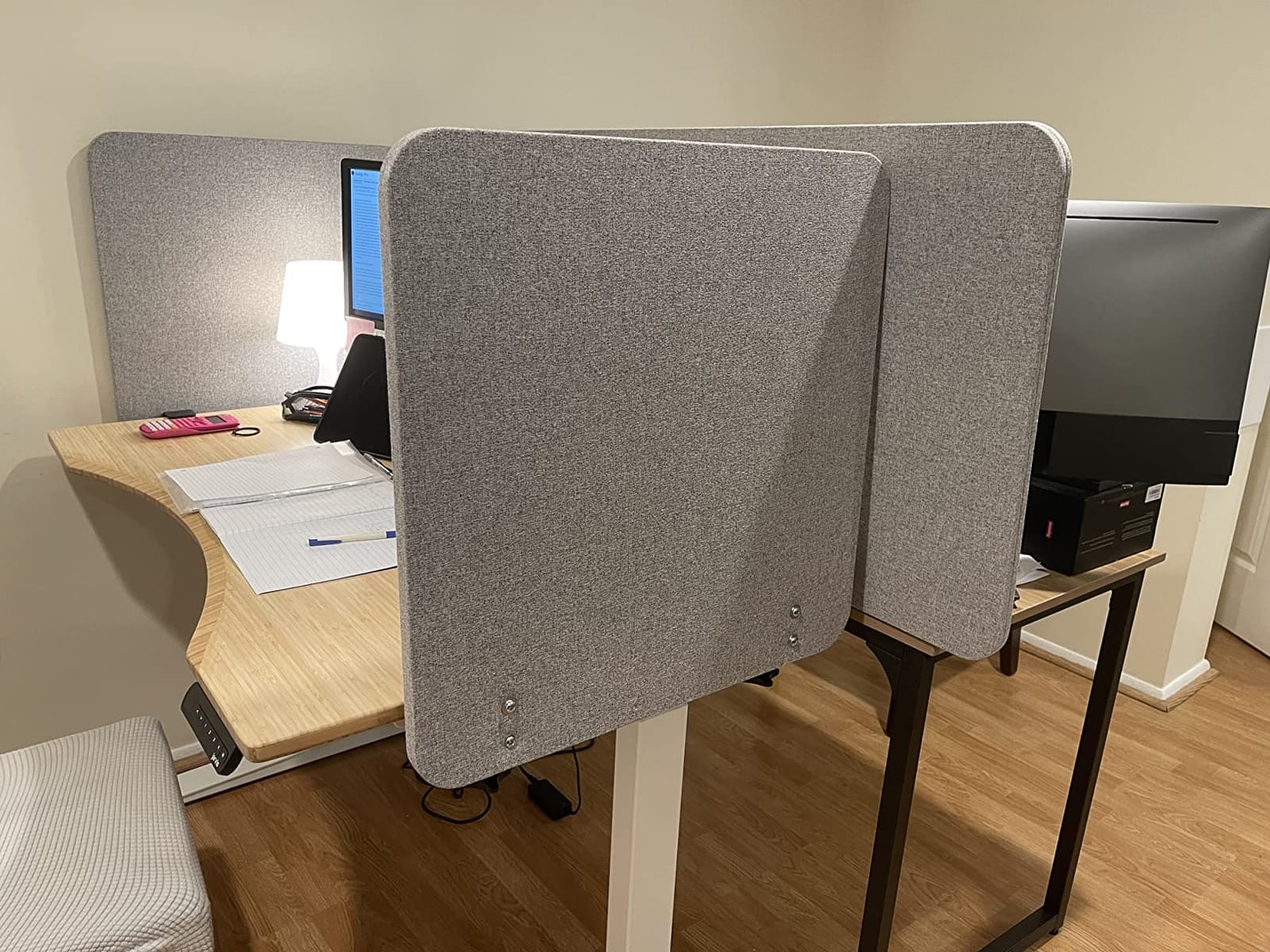 VIVO Gray Clamp-on 60 x 24 in Privacy Panel, PP-1-V060G | Sound Absorbing PET Partition, Above or Below Desk Office Divider, Sturdy C-Clamp, Fits 0.4-1.4 in Thick Desktops customer photo 2