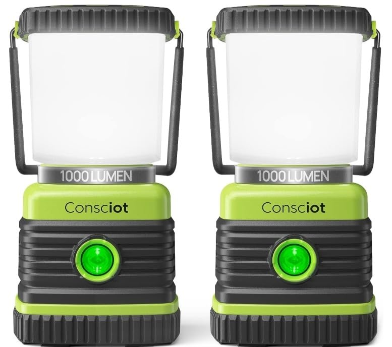 Consciot 1000LM Battery Powered LED Camping Lantern, 4 Light Mode, Dimmable | IPX4 Waterproof Camping Lights; Portable Flashlight for Power Outages, Emergency Kit, Hurricane Preparedness, Indoor Outdoor customer photo 1