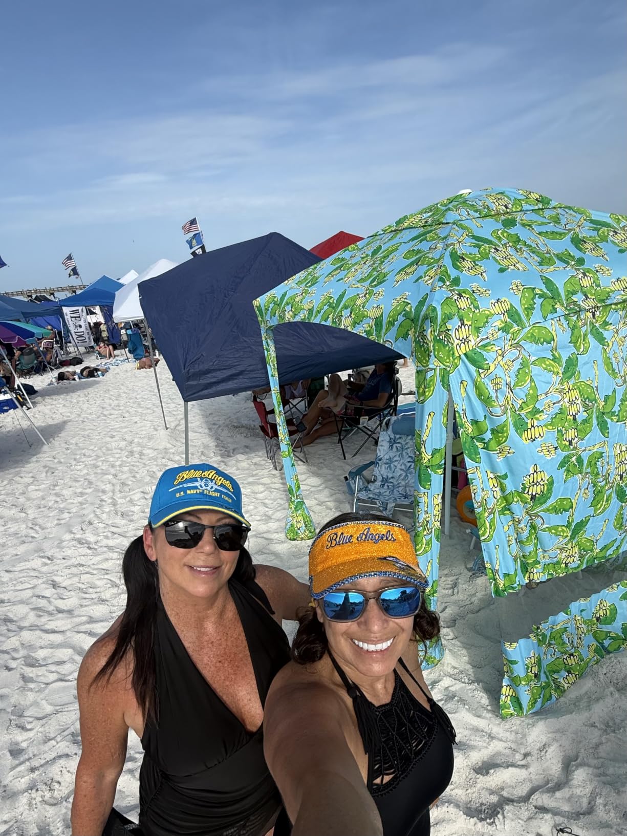 AMMSUN Beach Cabana, 6.5'×6.5' Beach Canopy, Easy Set up and Take Down, Cabana Tent with Sand Pockets, Instant Sun Shade with Side Wall, Coral Tropical customer photo 1