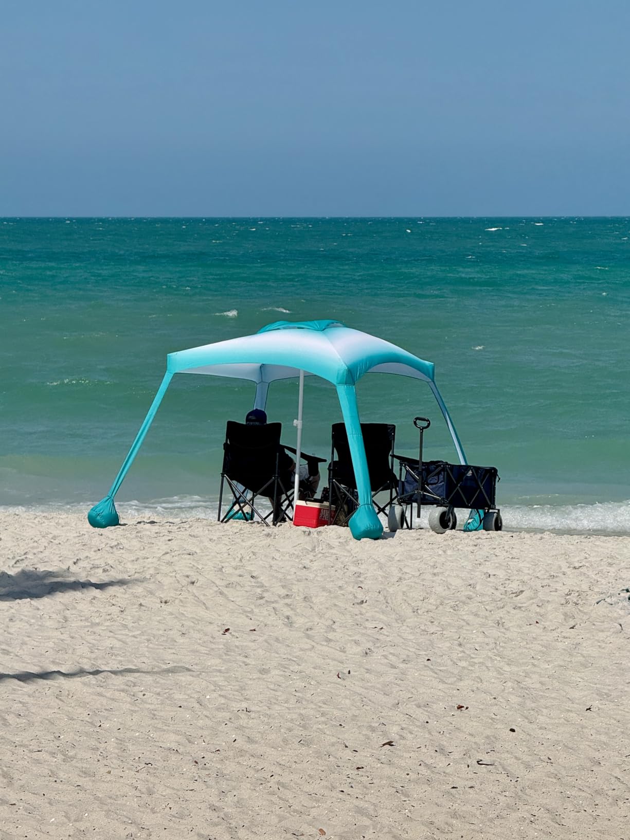 AMMSUN Beach Cabana, 6.5'×6.5' Beach Canopy, Easy Set up and Take Down, Cabana Tent with Sand Pockets, Instant Sun Shade with Side Wall, Coral Tropical customer photo 2