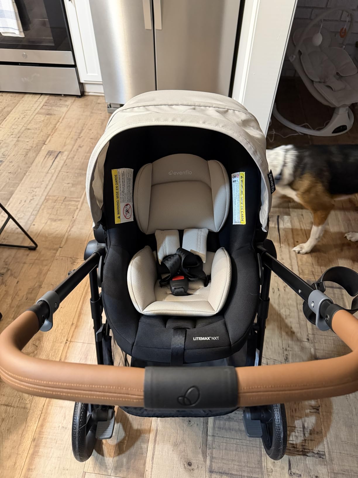 Evenflo Pivot NXT Travel System with LiteMax NXT Preemie and Infant Car Seat | 6 Modes of Use, Rear-Facing Lightweight Car Seat for Infants & Preemie 3-30 lbs, Stroller up to 50 lbs (Latte Tan) customer photo 2