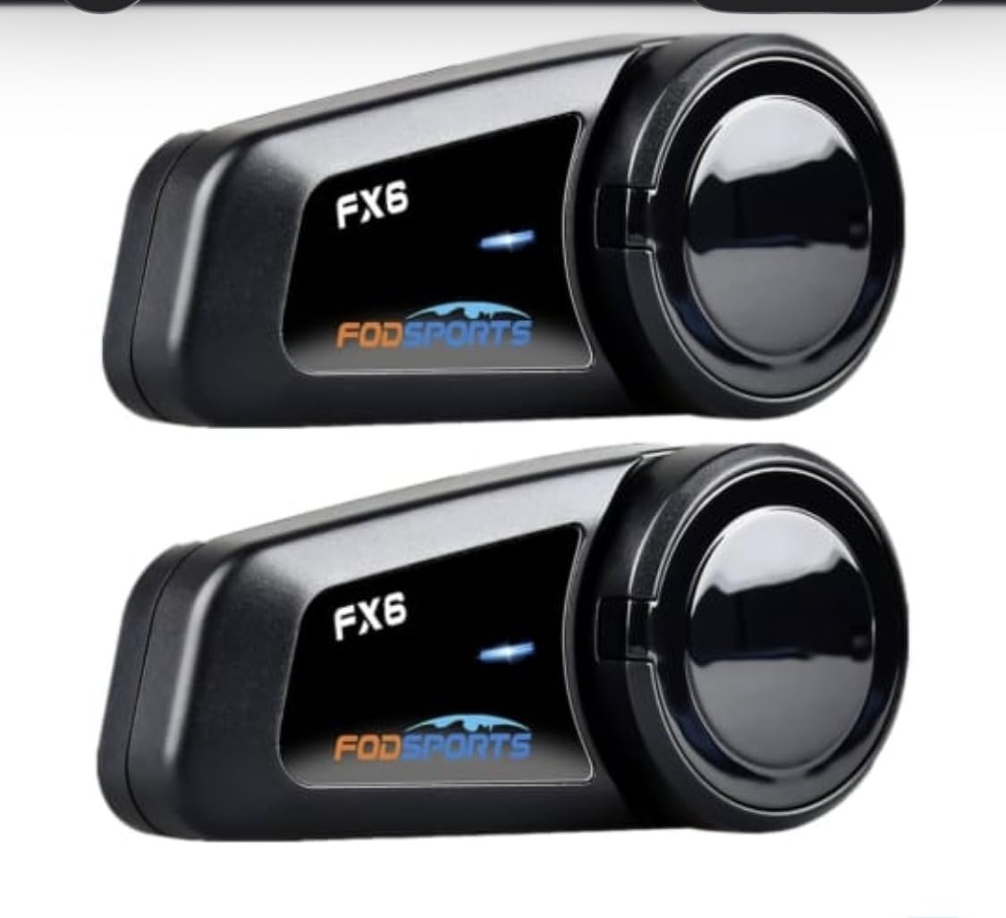 Fodsports FX6 Motorcycle Bluetooth Headset, 6 Riders Group Motorcycle Intercom Bluetooth, 1000M Motorbike Helmet Communication Systems/Voice Command/Universal Pairing/FM Radio(2 Pack) customer photo 2